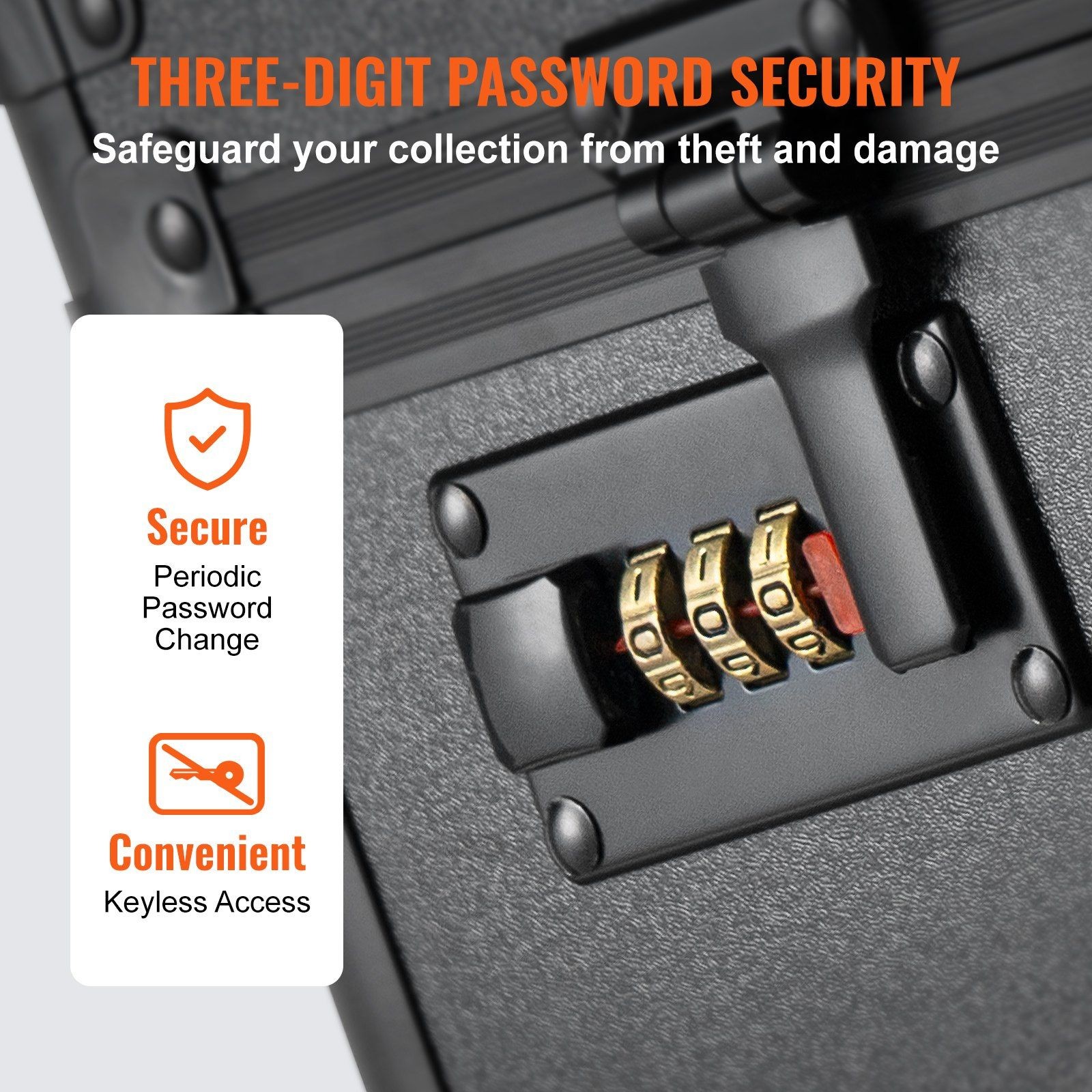 162PSA-rated 5-slot Card Storage w/Combination Lock & Shock-Absorbing Foam
