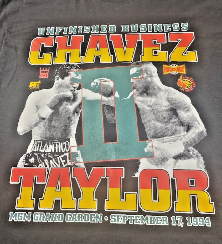 1994 MGM Chavez Taylor II Boxing Deadstock Unfinished Business BLK Tee Shirt XL