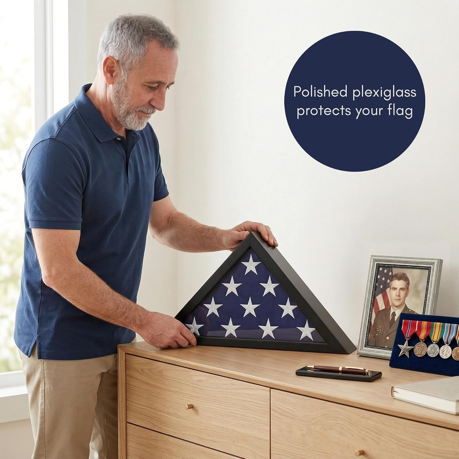 Timeless Black Flag Display Case for 3×5′ Ceremonial Flags – Gift for Veterans