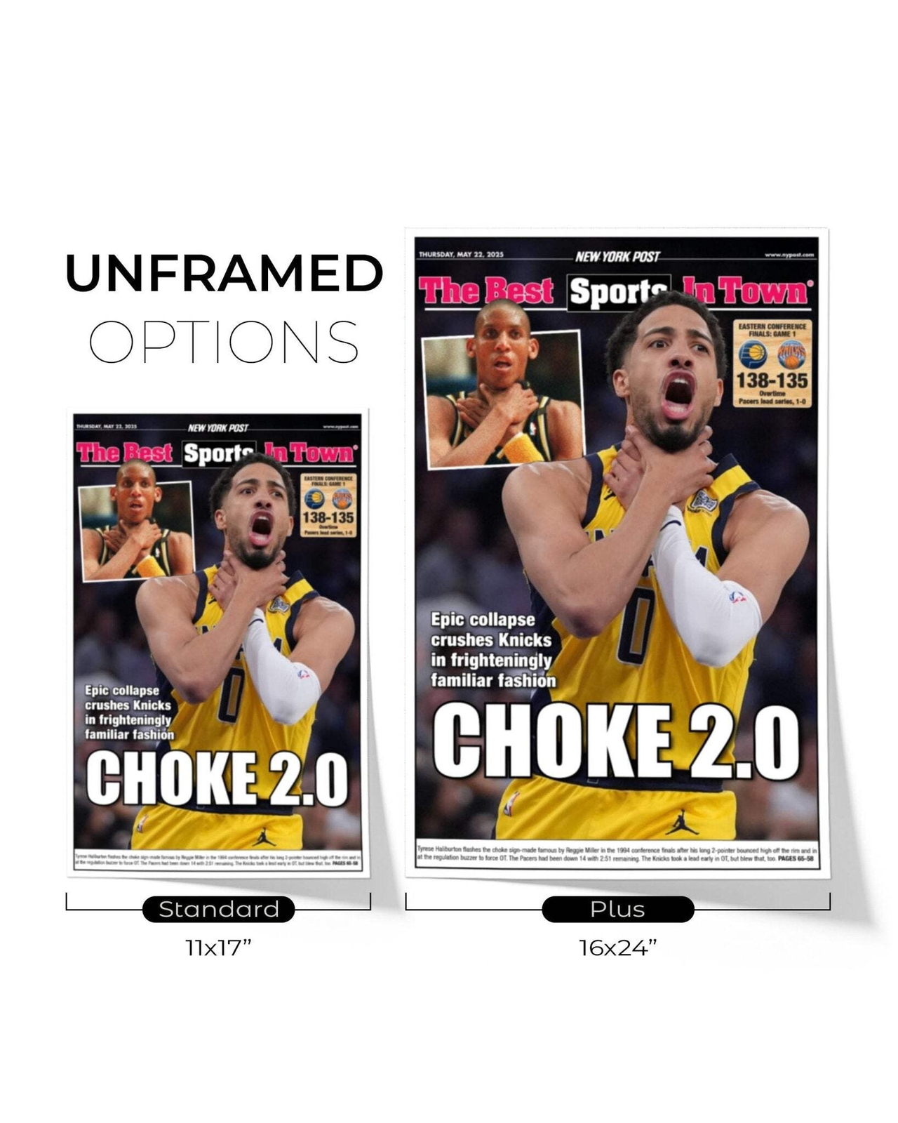 2025 Indiana Pacers Eastern Conference Winners “CHOKE 2.0!” Framed Newspaper