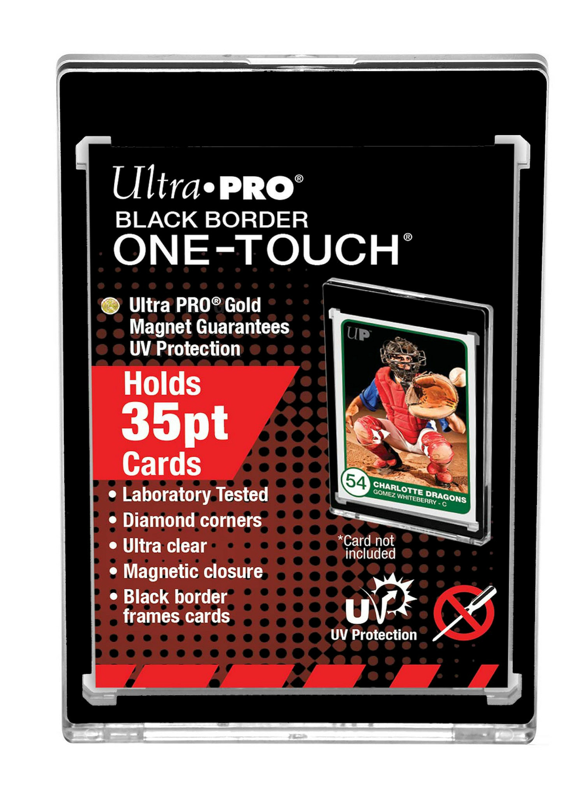 NEW 5-PACK Ultra Pro OneTouch Black Border Magnetic 35pt Card Case Holders 85566