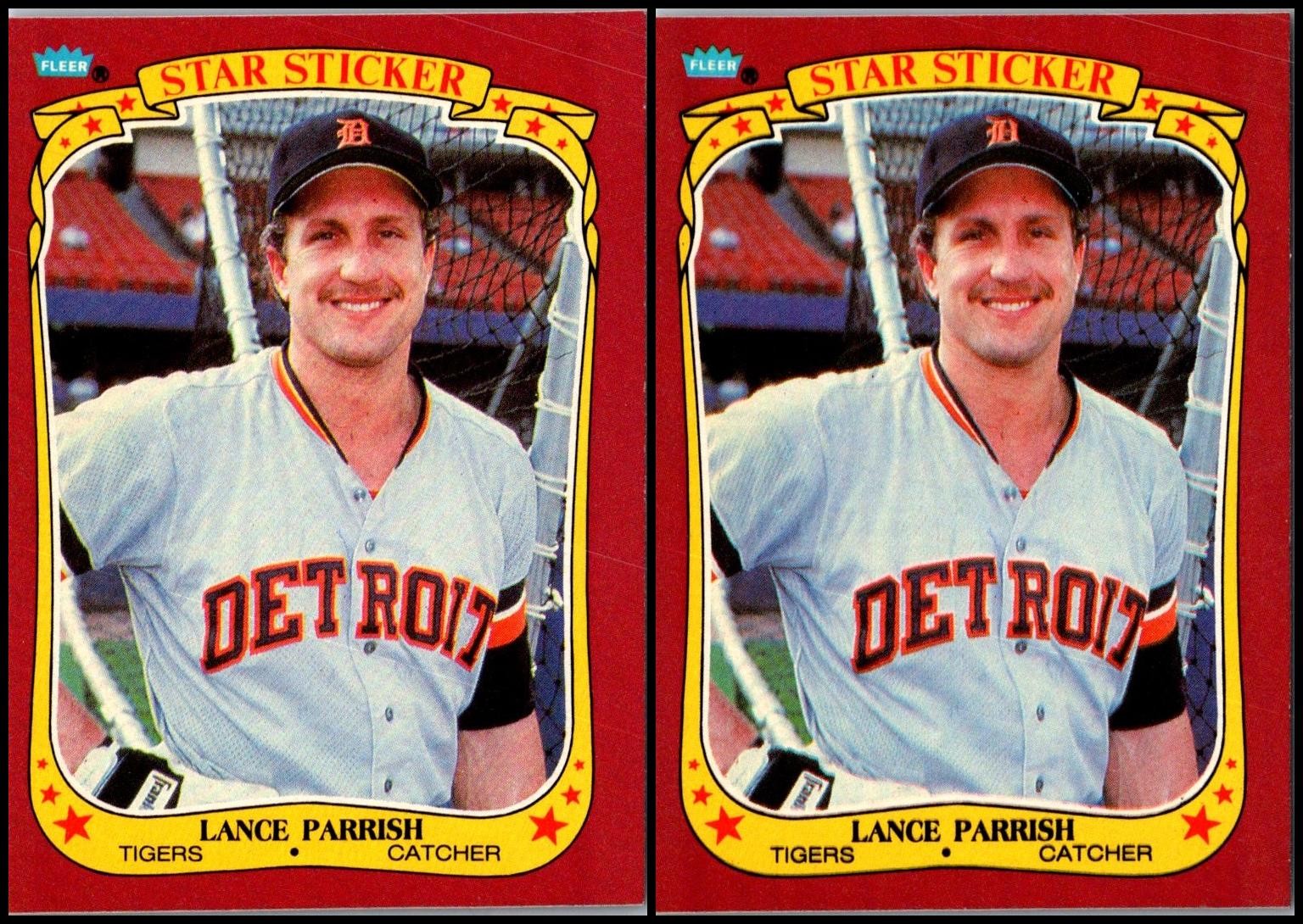 Fleer Star Stickers Lance Parrish (2) Card Lot – EXCLUSIVE – BE AMONG THE FIR…