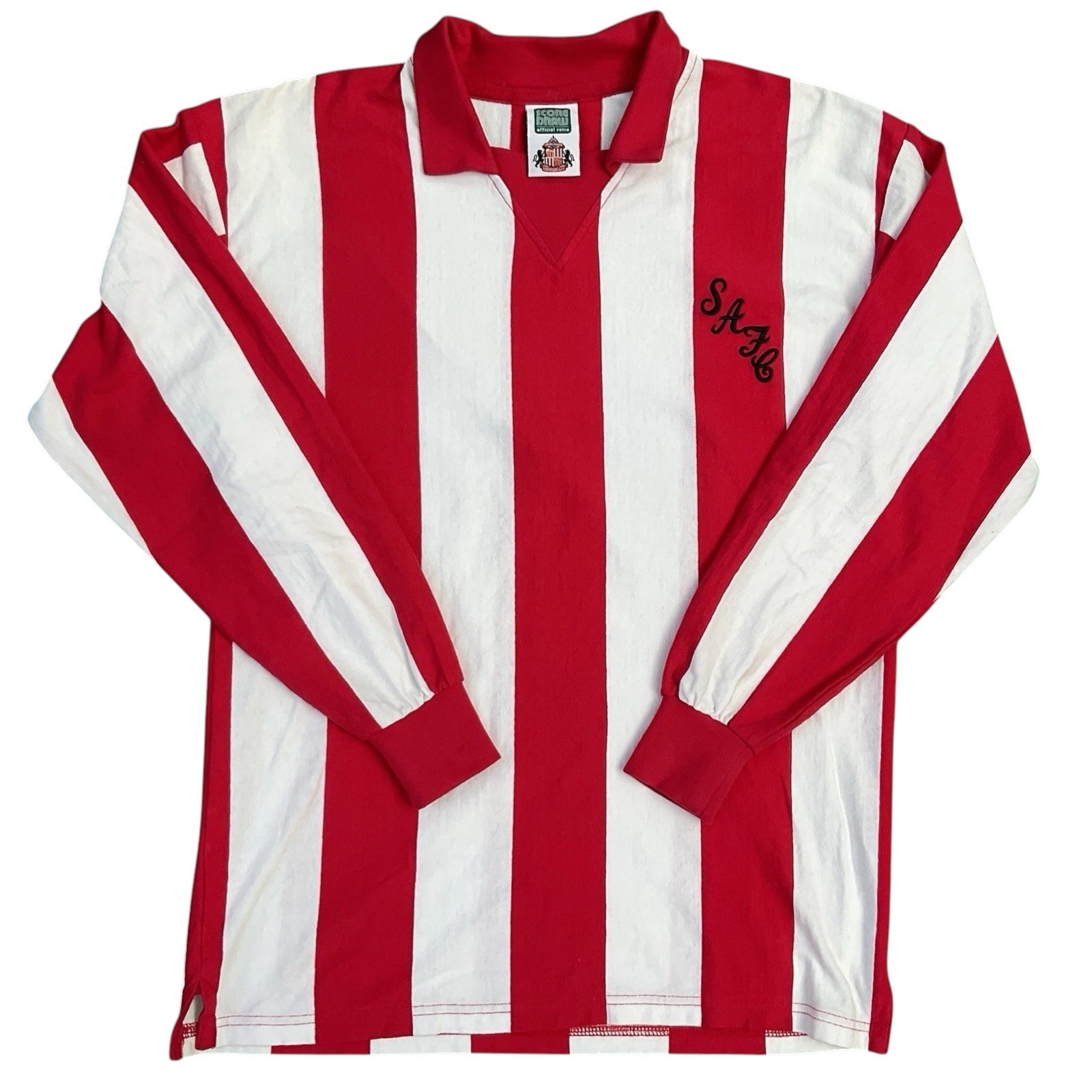 SUNDERLAND SCORE DRAW HOME 1973 FOOTBALL SHIRT MEDIUM ADULT (V GOOD) LONGSLEEVE