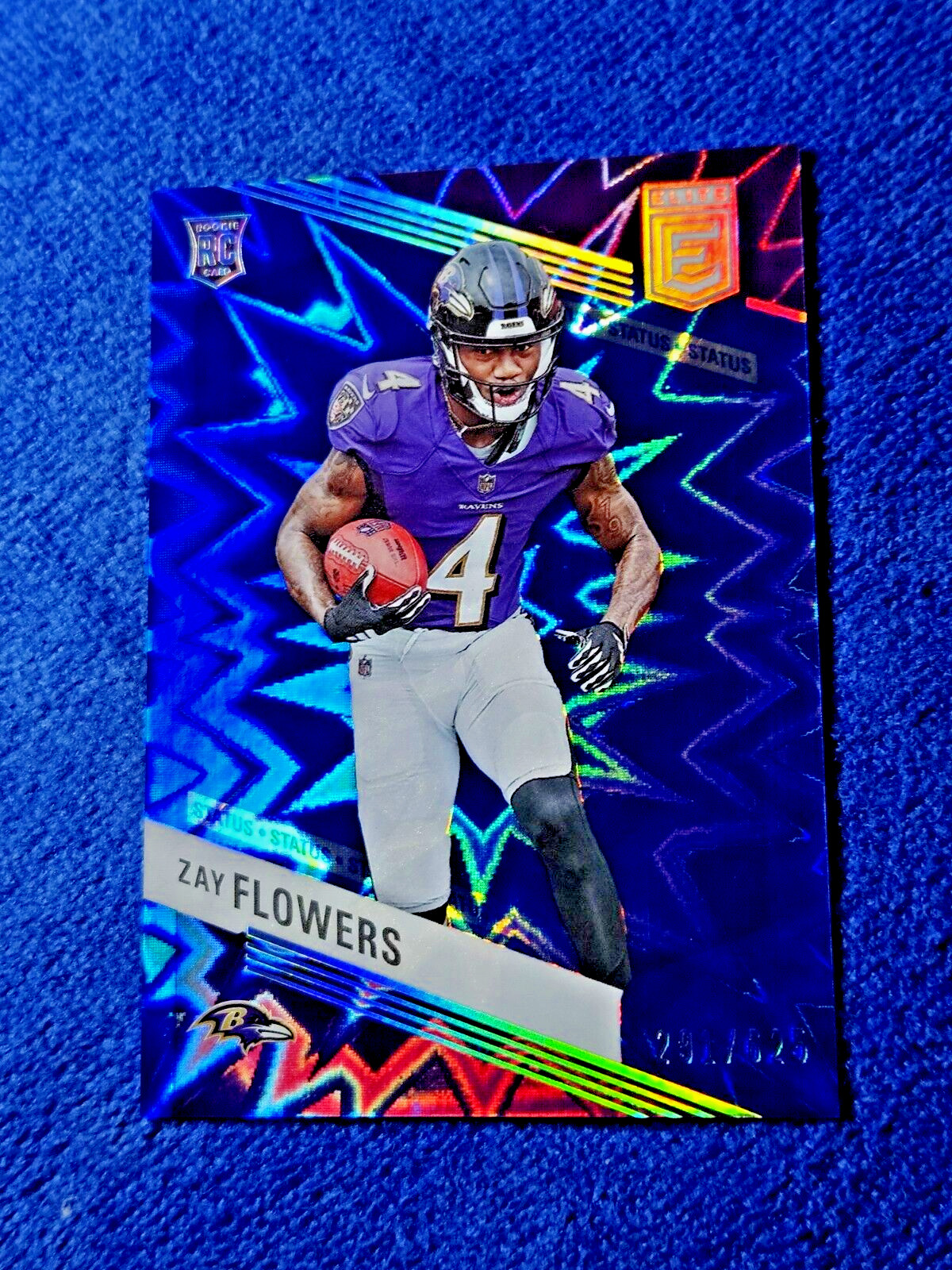 ZAY FLOWERS 2023 Panini Donruss Elite Blue Status Explosion /625 MINT RC #200