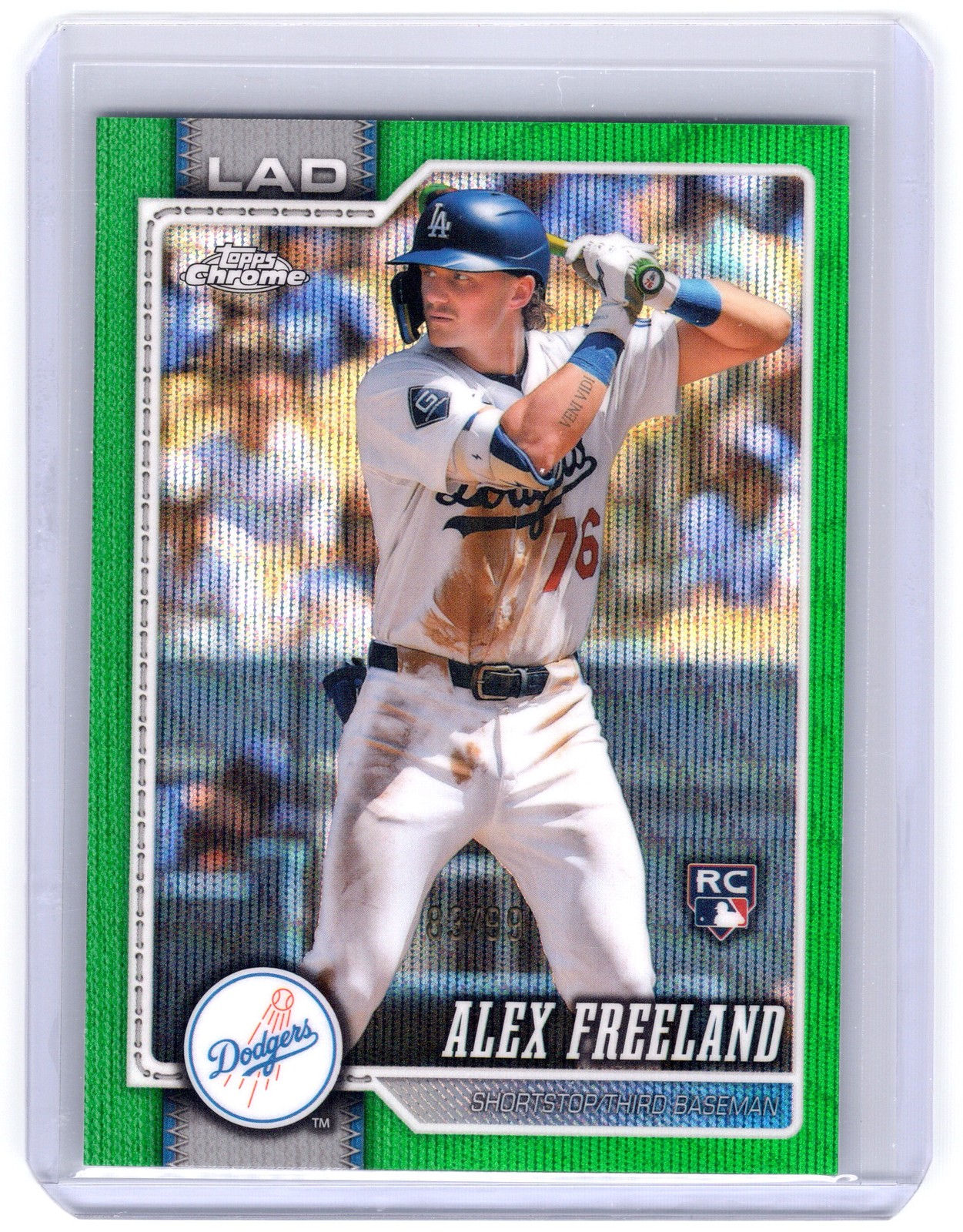 2026 Topps Chrome #102 Alex Freeland Green Wave Refractor #/99 Rookie Card RC