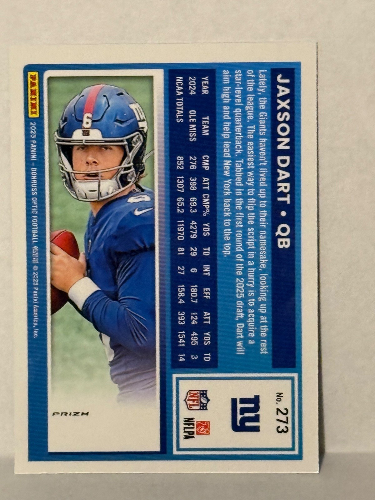 2025 Panini Donruss Optic Rated Rookie Jaxson Dart Blue Stars Prizm