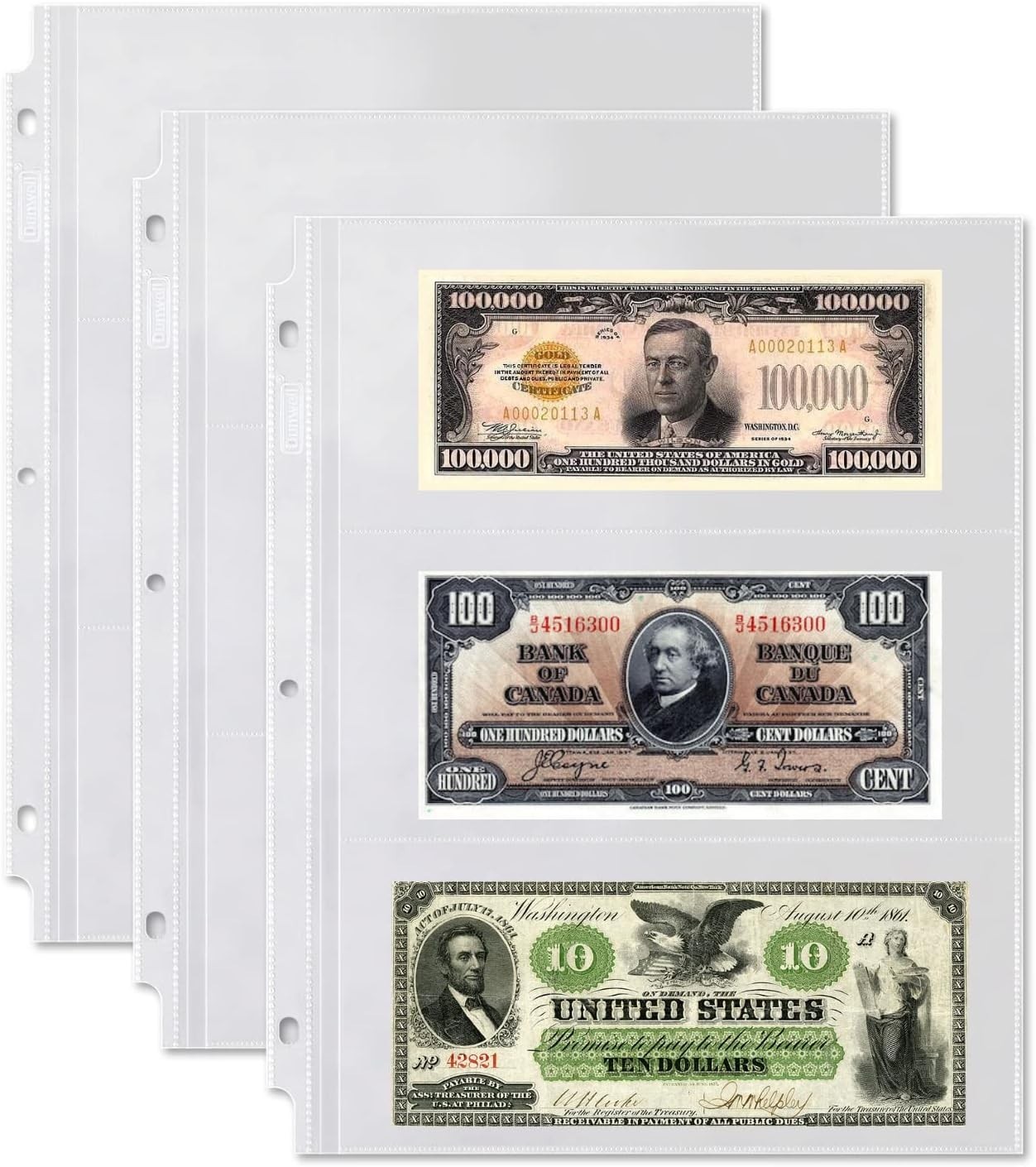 Archival Quality 3-Pocket Currency Sleeves – Acid-Free Storage for Collectibles