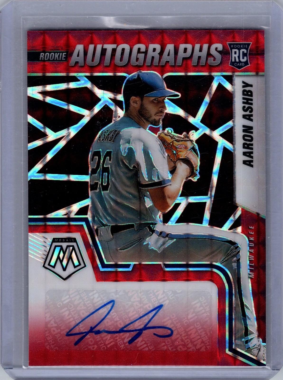 Aaron Ashby 2022 Panini Mosaic #RAM-AA Rookie Auto Fusion Brewers