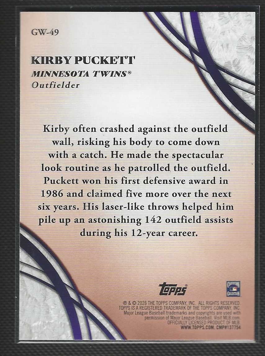 KIRBY PUCKETT 2025 Topps Series 2 #GW-49 Glove Work Twins