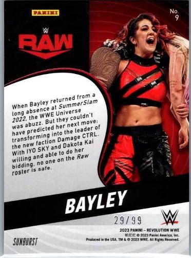 2023 Panini Revolution WWE #9 Bayley Sunburst #/99
