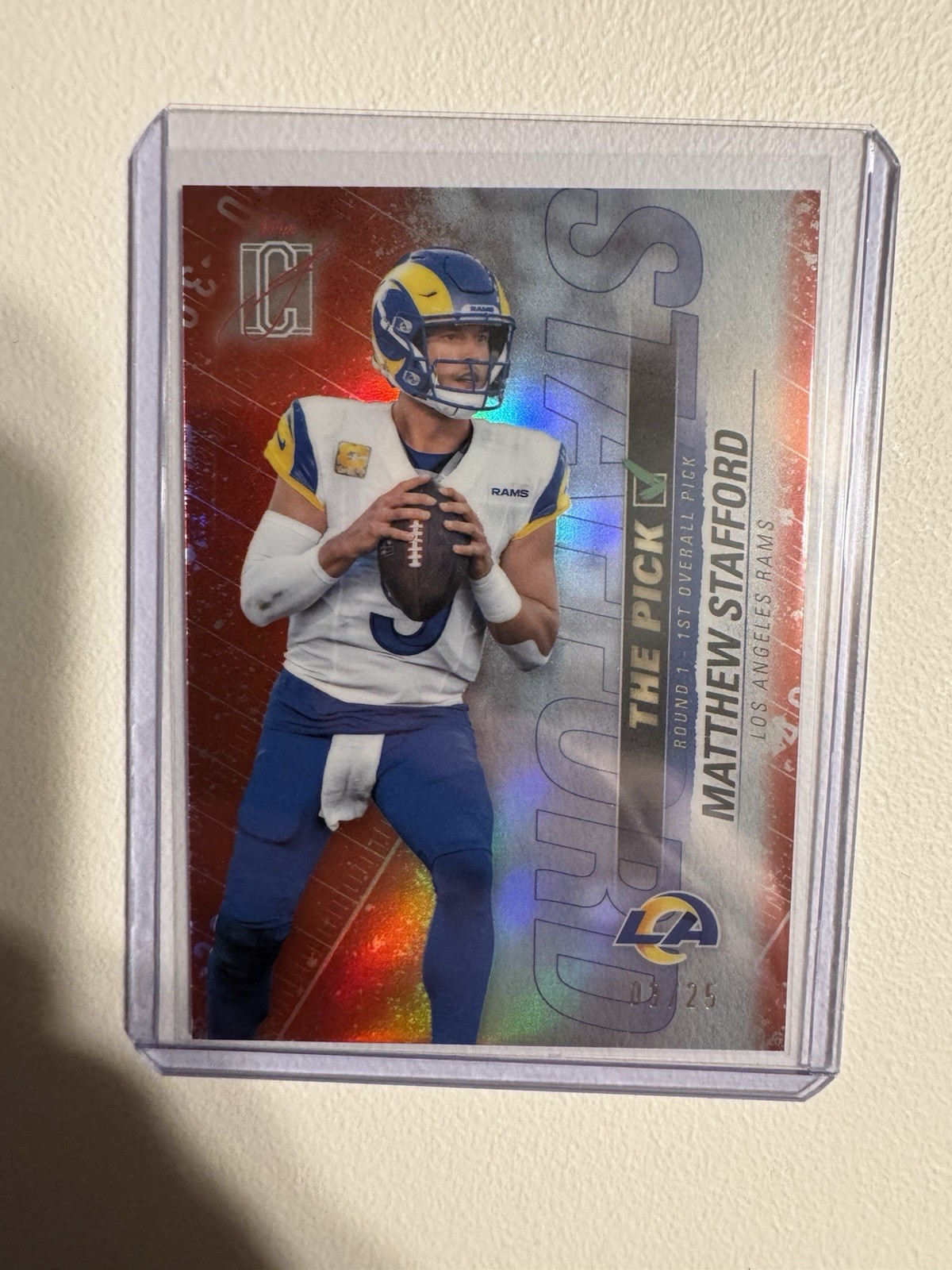 Matthew Stafford RAMS 2025 Topps Signature Class The Pick insert RED #TP-18 /25