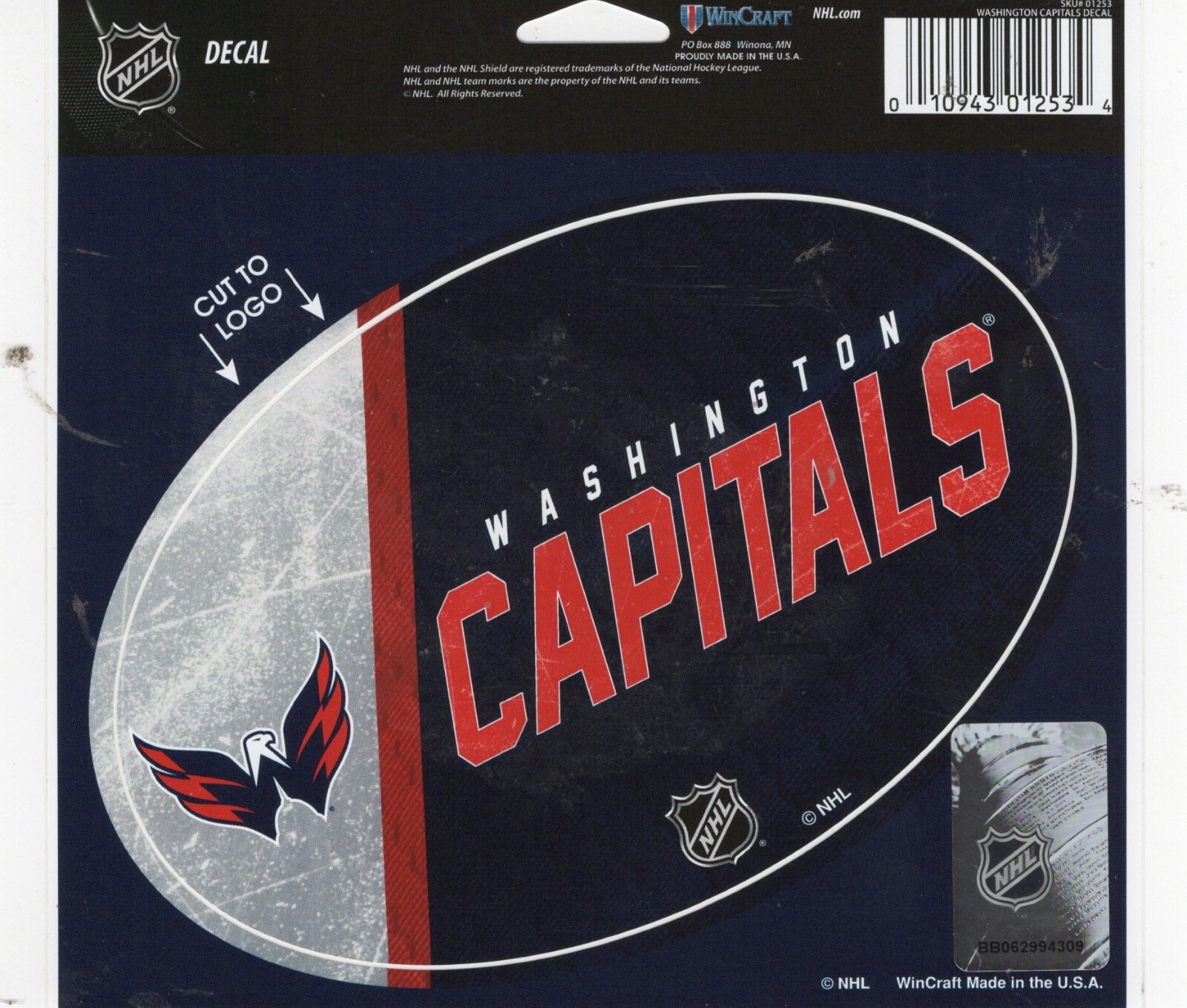 NHL Washington Capitals Multi-Use Oval Decal, 3.5 x 5.25-inches