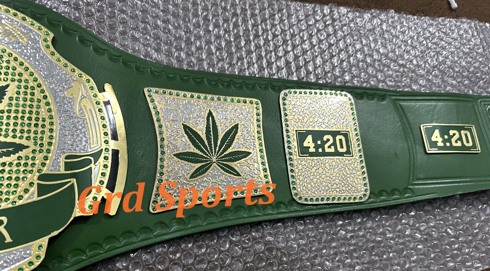 Smoker Stoner Weed 420 World Wrestling Championship Belt Dual Gold Plated
