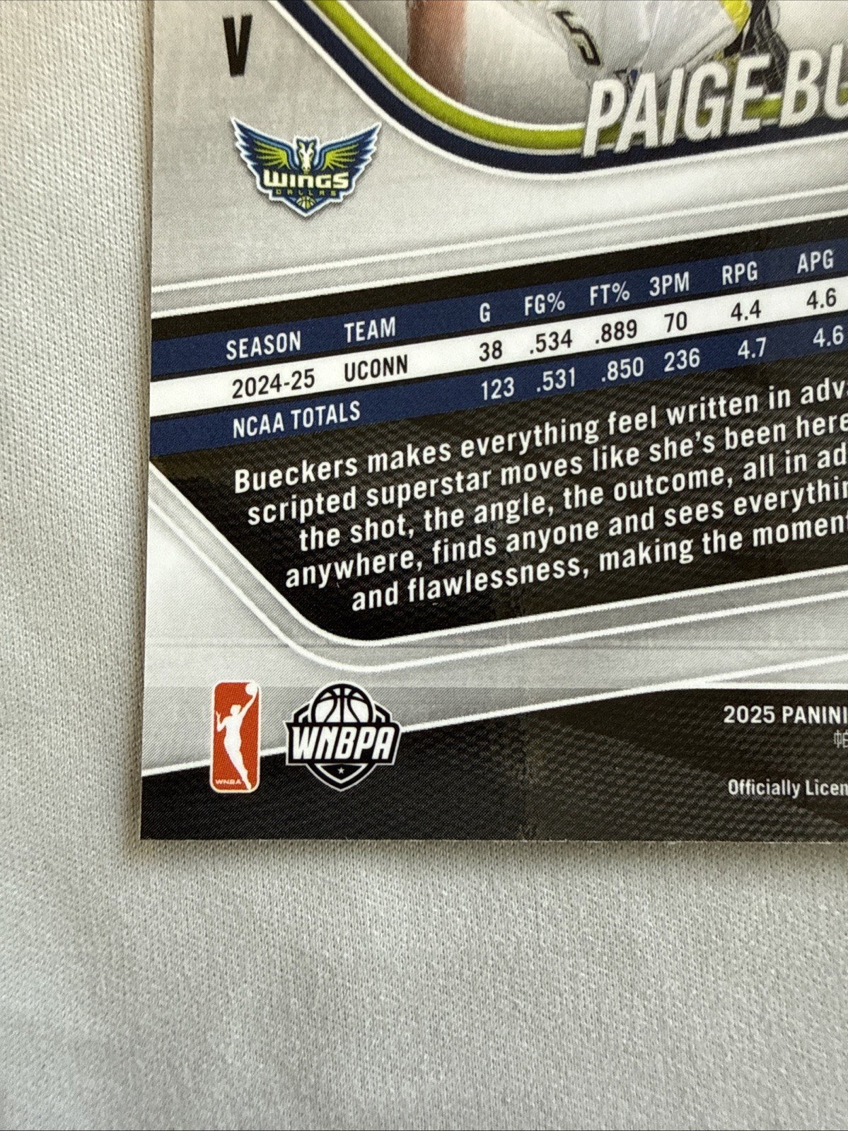 2025 WNBA Prizm Paige Bueckers RC Blue Velocity NM Dallas Wings Rookie #147
