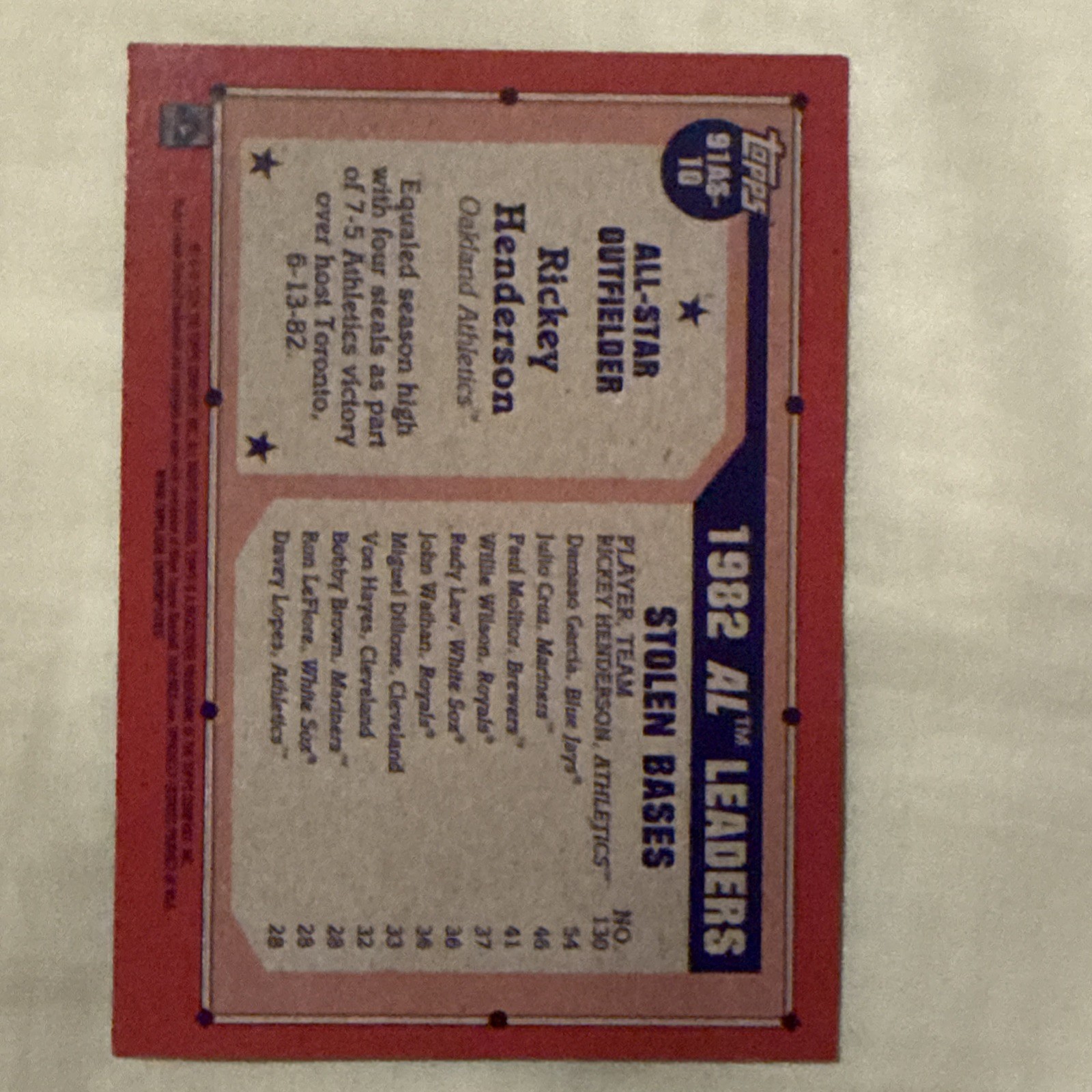 2026 Topps Rickey Henderson #91AS-10 /99 Green All Star