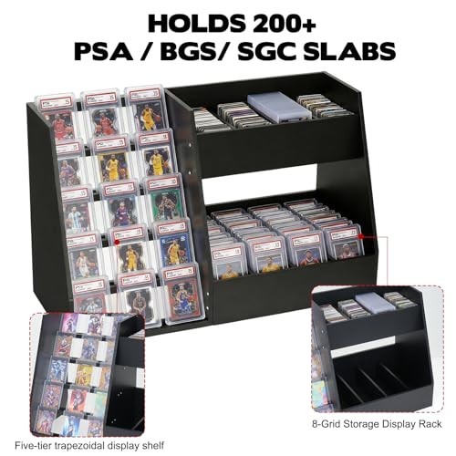 5-Tier Wooden Trading Card Display Stand for 200+ PSA/BGS/SGC Slabs – Sleek Tier