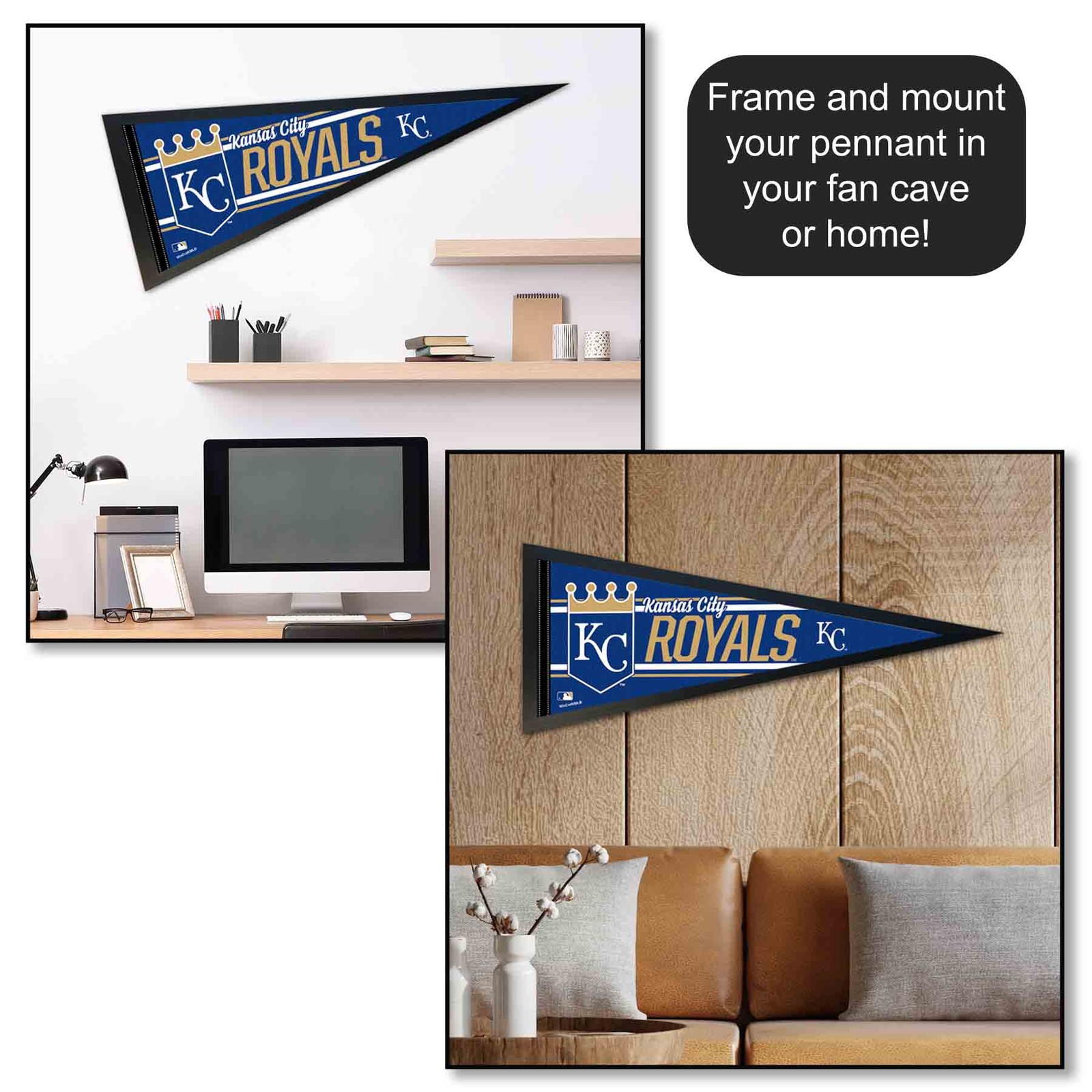 KC Royals MLB 12 in X 30 in Pennant