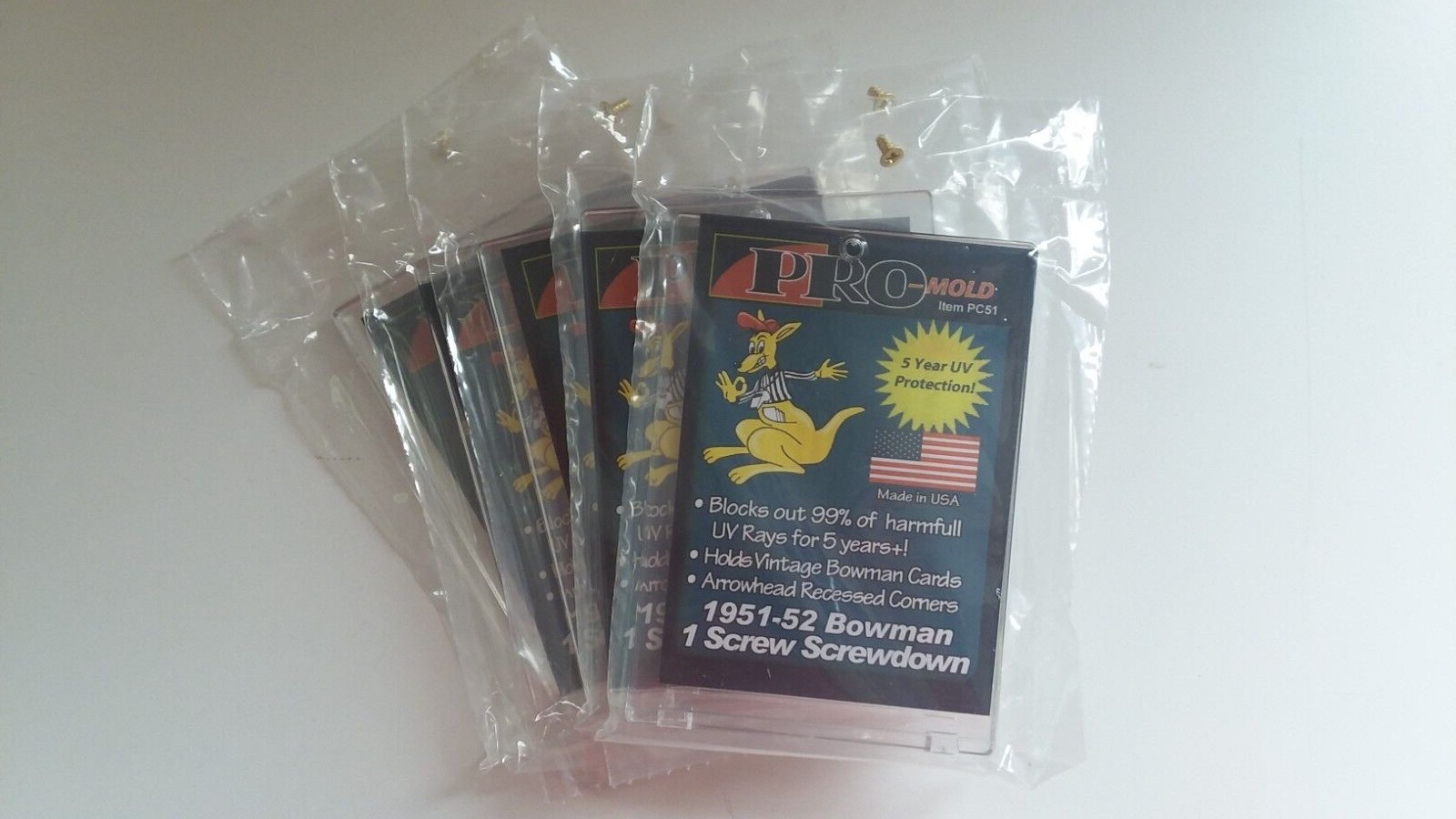Pro Mold PC51 1951-52 Bowman One Screw Card Protector Lot of 5 New NIP