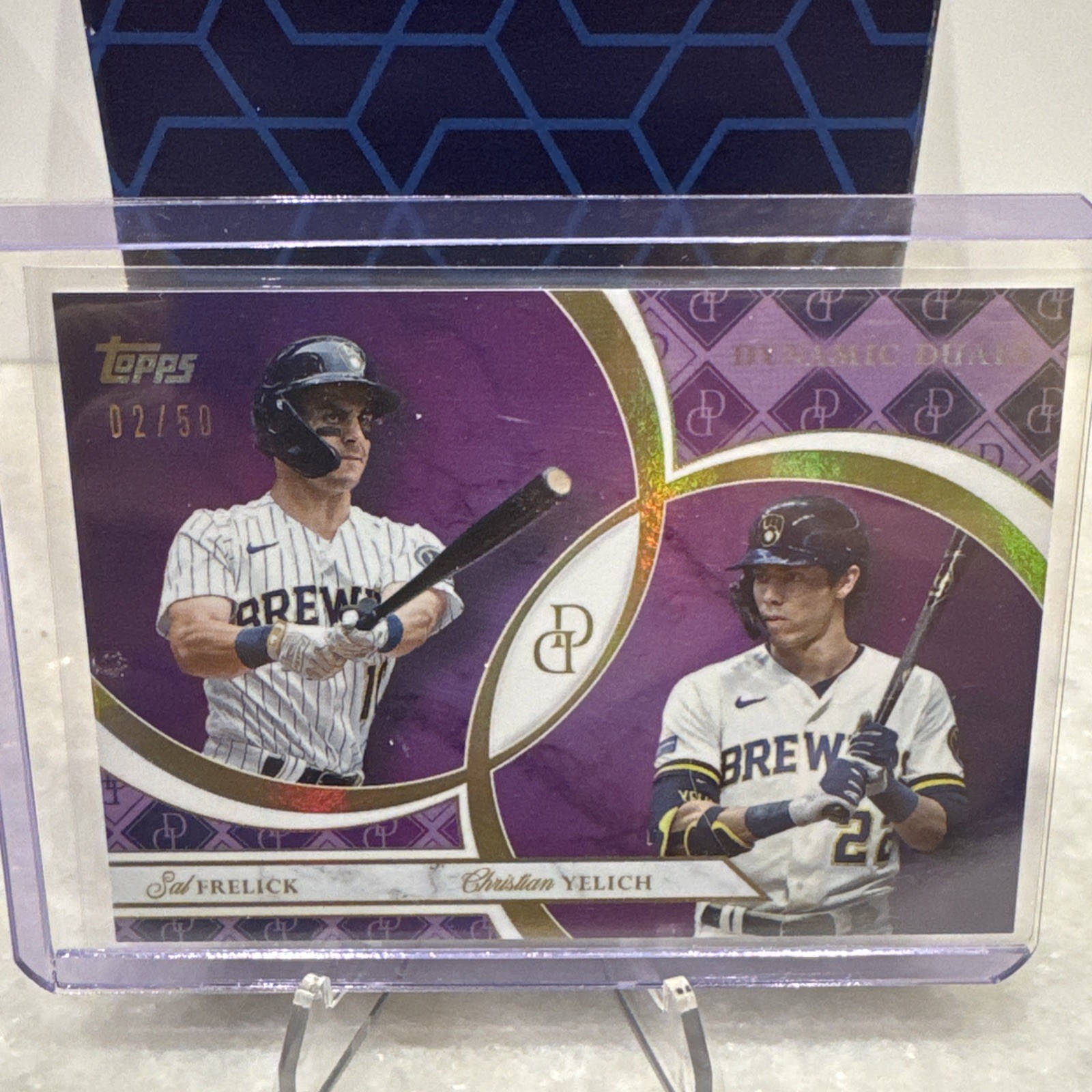 2024 Topps Dynamic Duals – Christian Yelich, Sal Frelick #43 Amethyst Foil /50