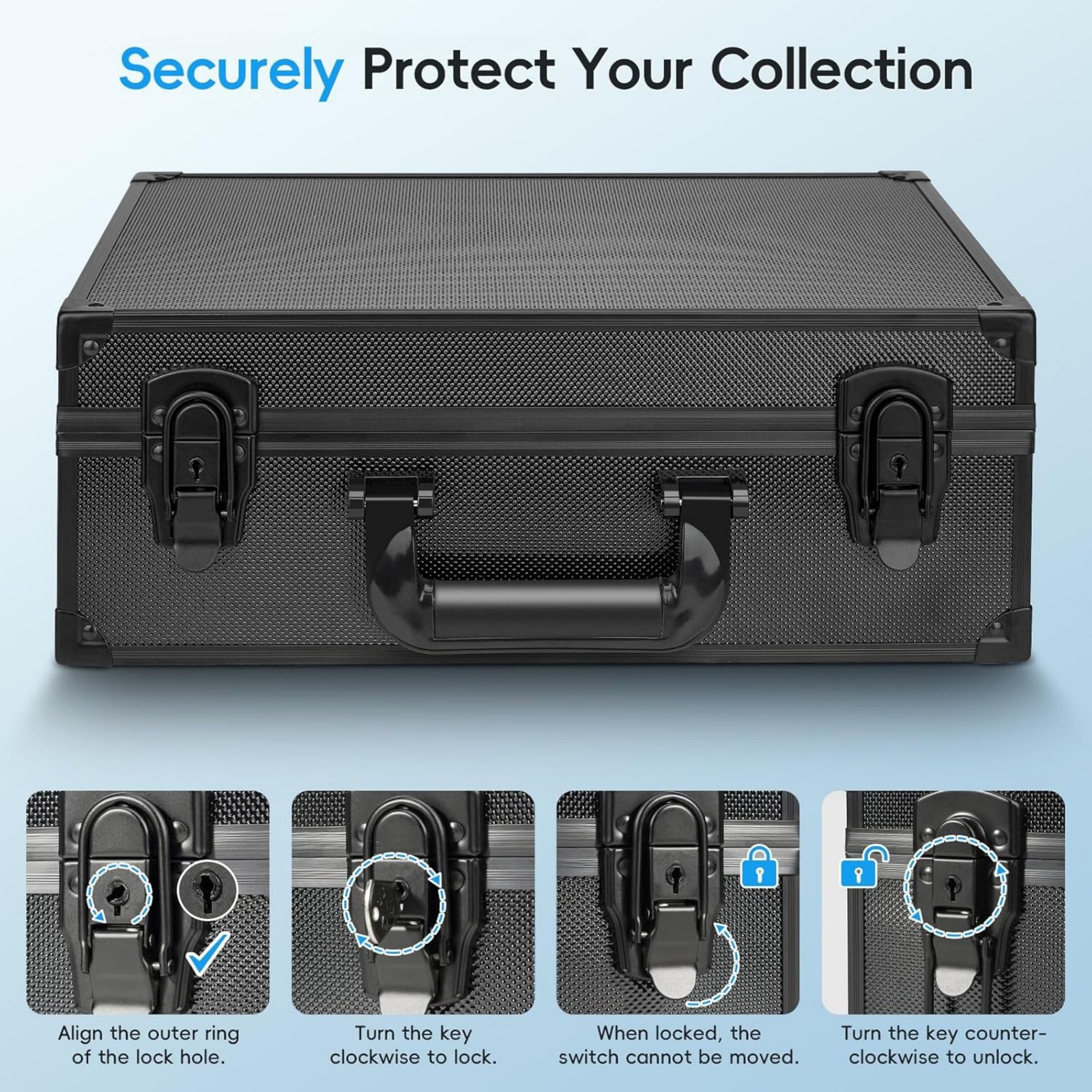 600+ Capacity 3″x4″ 35PT Toploader Box Aluminum Alloy Card Organizer Lockable US