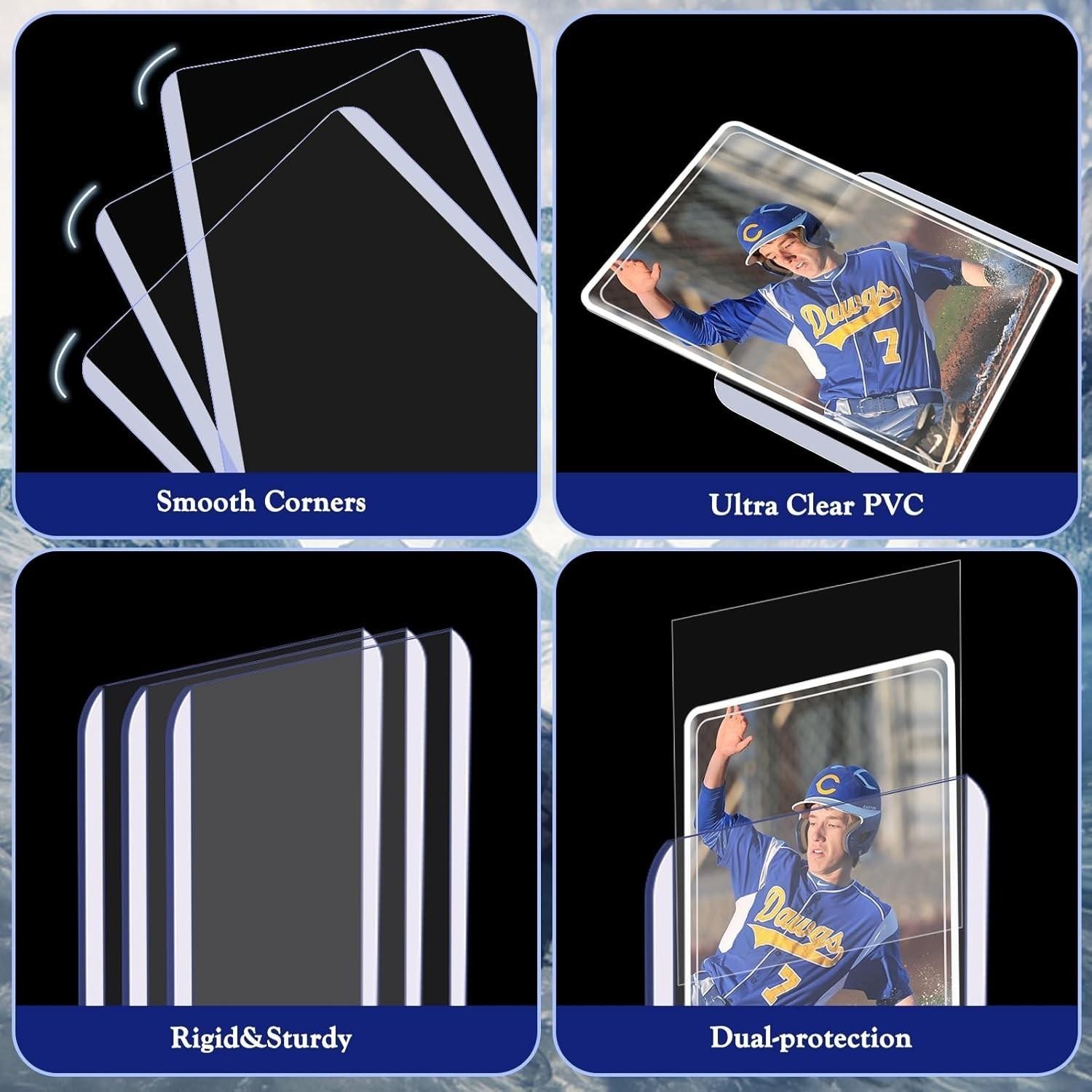 Trading Card Sleeves Hard Plastic Clear Case Holder 200 Baseball Cards Topload!!