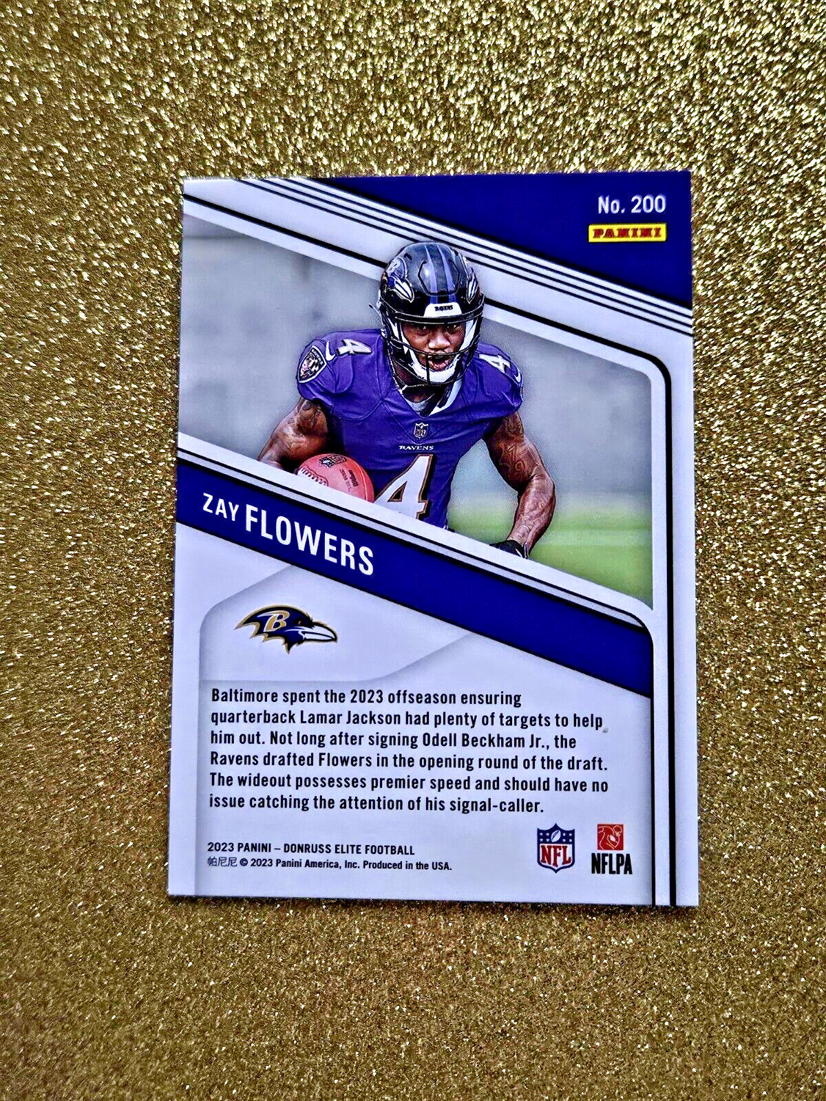 ZAY FLOWERS 2023 Panini Donruss Elite Blue Status Explosion /625 MINT RC #200