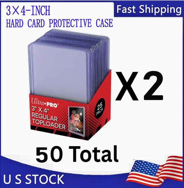 PRO Ultra 50 Pack 3″x4″ Clear Regular Toploaders Cards Holder Storage Protector