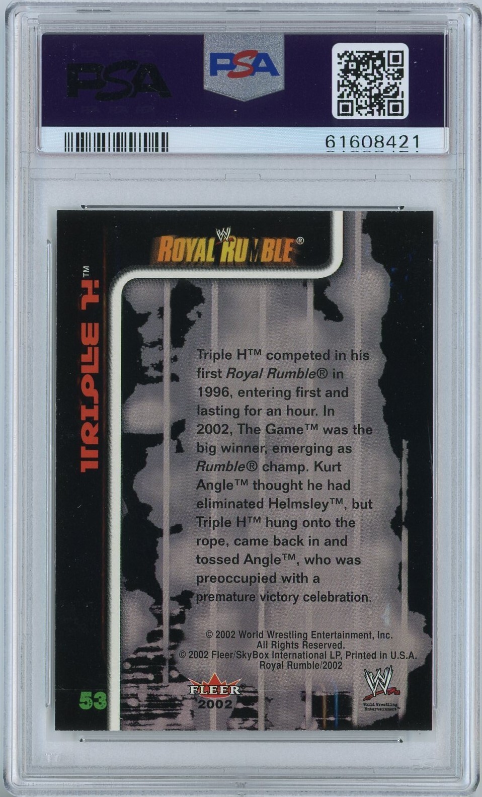 2002 Fleer WWF Royal Rumble #53 Triple H HHH WWE PSA 8 NM-MT POP 3 None Higher
