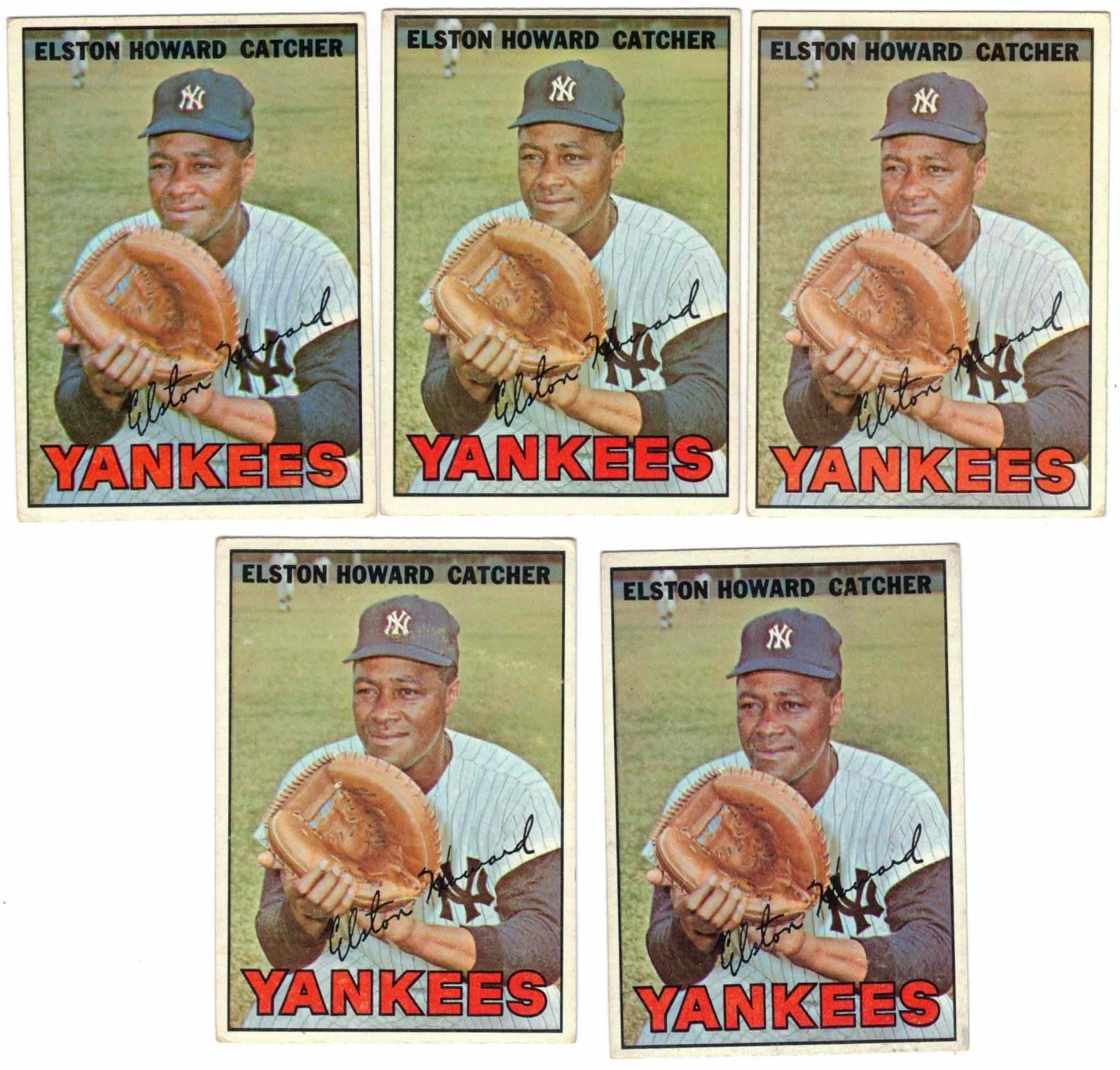 5 Card Lot of 1967 Topps #25, Elston Howard, New York Yankees, baseball cards