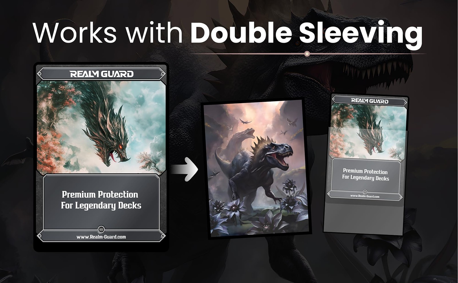 Graphene -100ct Textured Matte TCG/MTG Card Art Sleeves (Black Lotus Dinosaur)