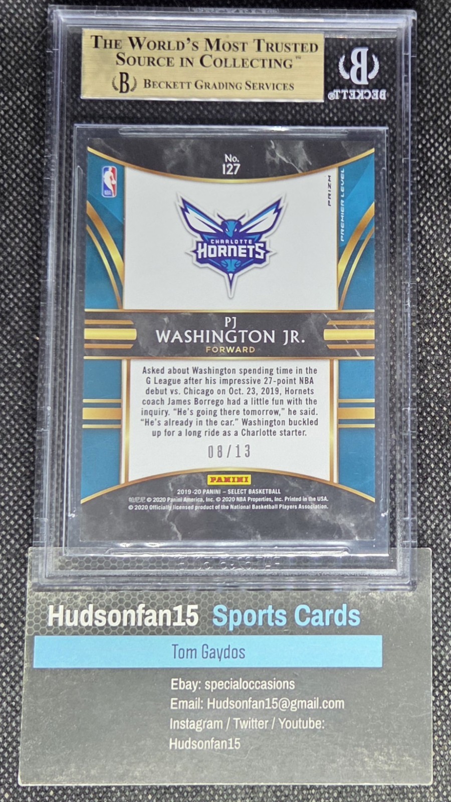 PJ Washington 2019-20 Panini Select 127 RC Neon Orange Pulsar Prizm 8/13 BGS 9.5