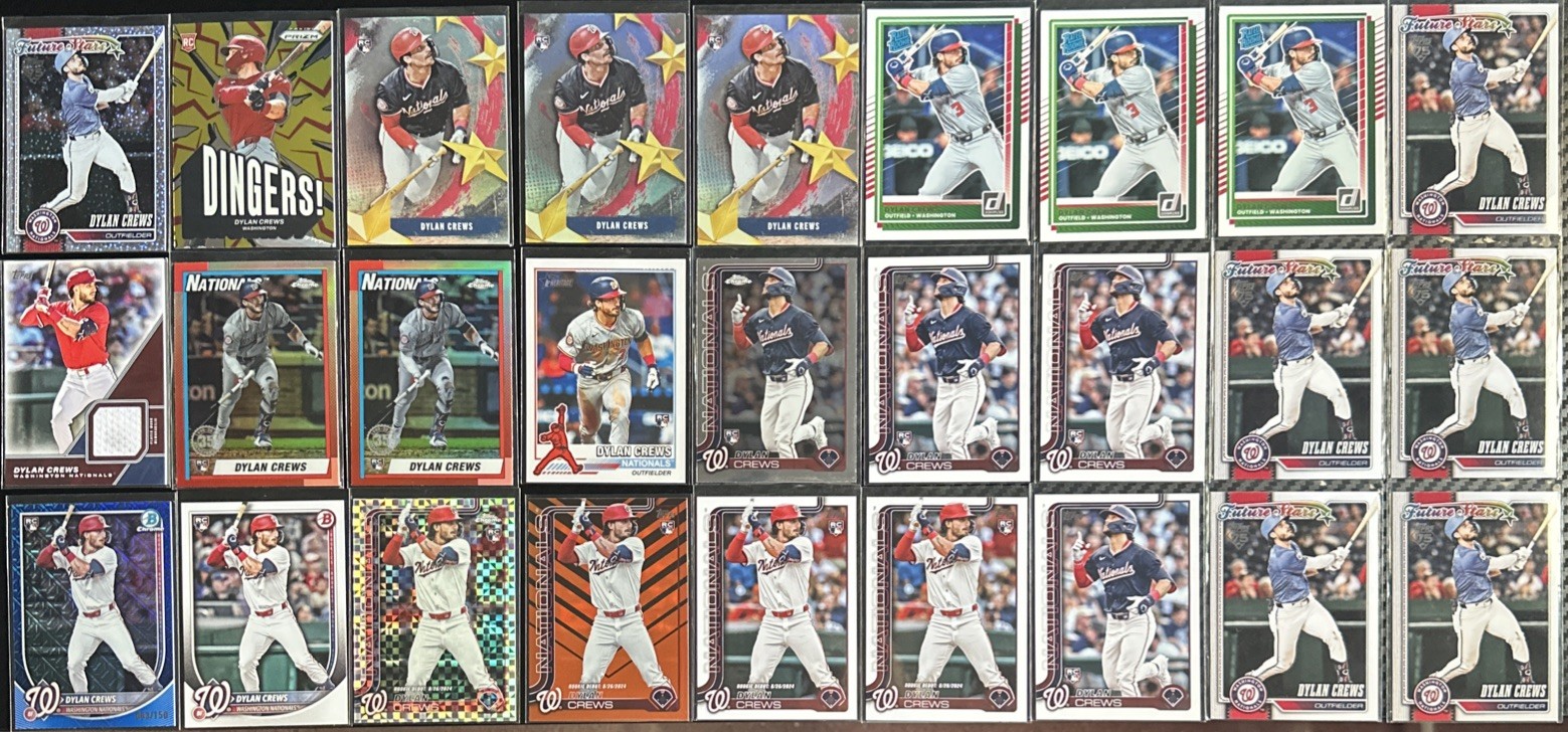 (27) Lot DYLAN CREWS 2025 Bowman Mojo Blue Refractor /150 RC, Xfractor, Relic