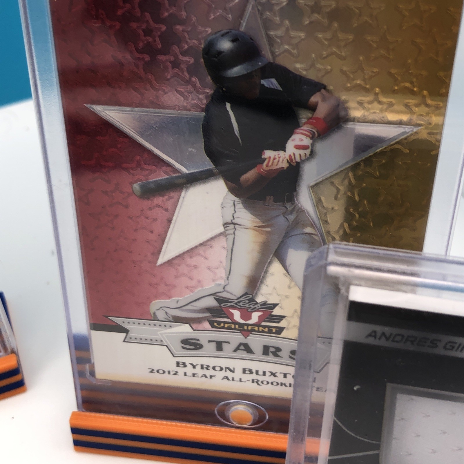 Trading Card Display Stands 5 3D Printed Mets Bears Broncos Knicks Blue Orange