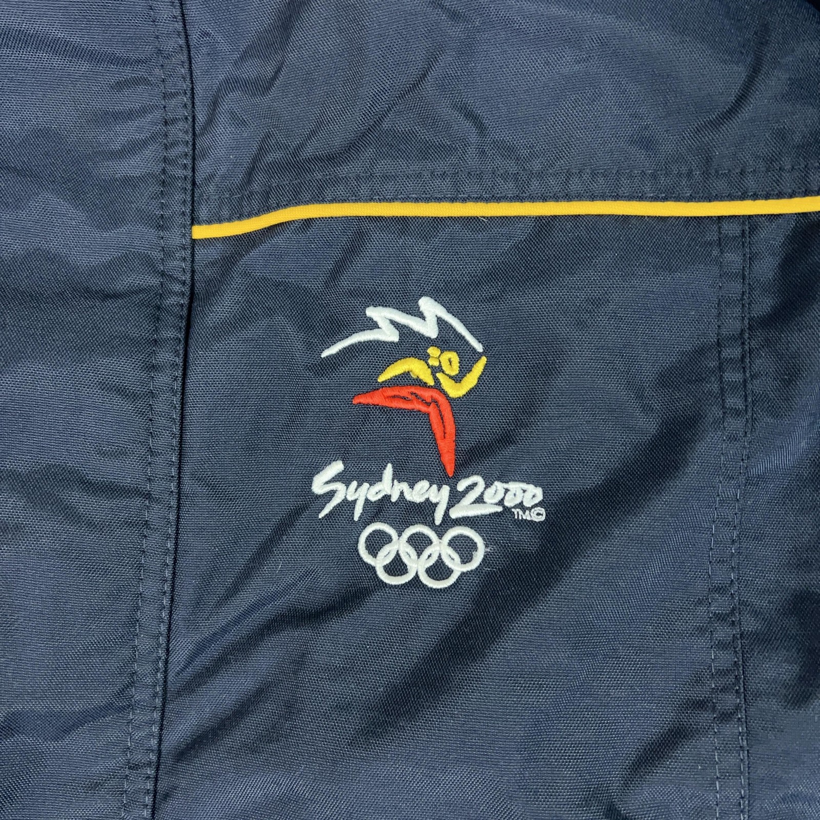 Vintage Line 7 Sydney 2000 Olympics Jacket Mens Large Blue Hooded Fleece Lined