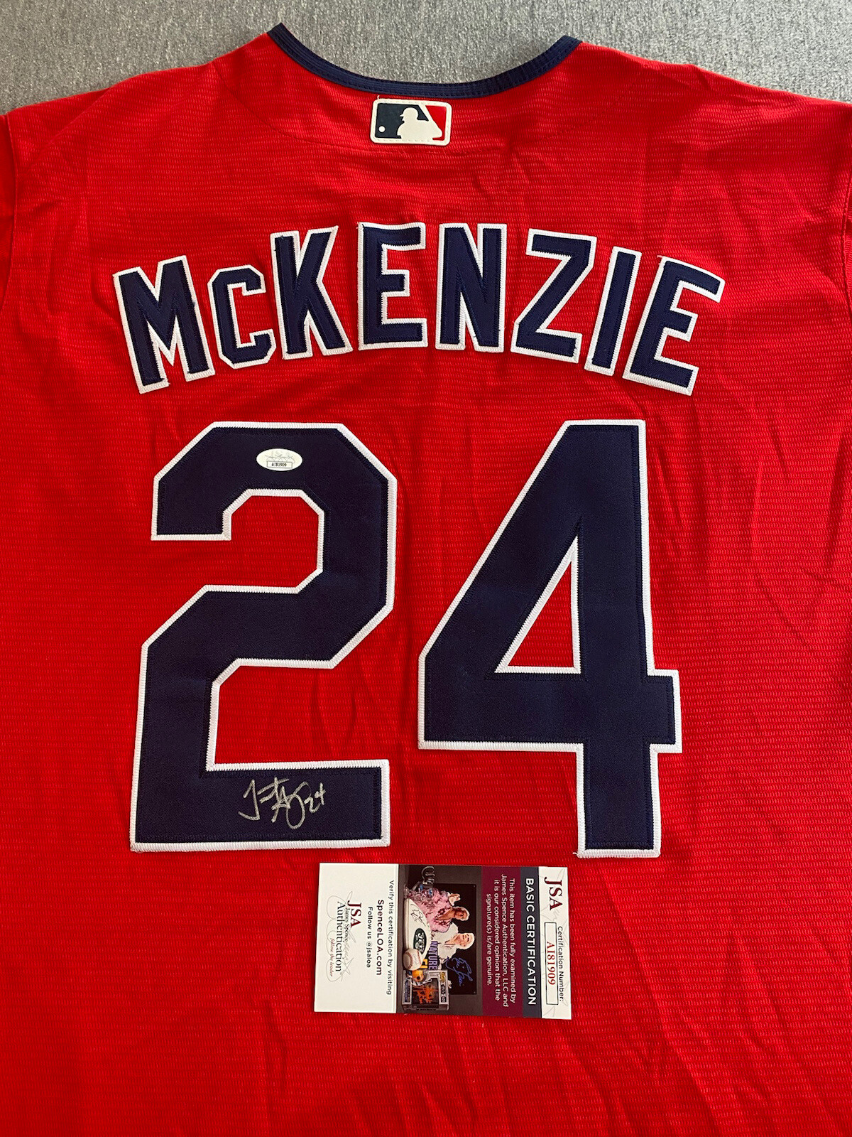 CLEVELAND GUARDIANS- TRISTON McKENZIE AUTOGRAPH REPLICA NIKE JERSEY JSA AI81909