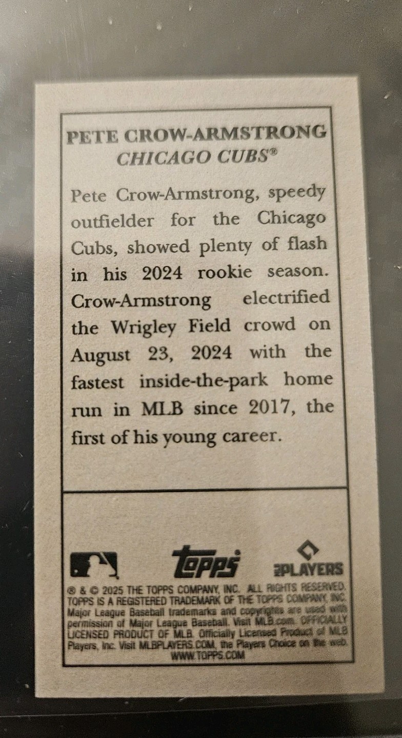 2025 Topps T205 GOLD VARIATION Pete Crow-Armstrong Cubs PIEDMONT SWEET CAPORAL +