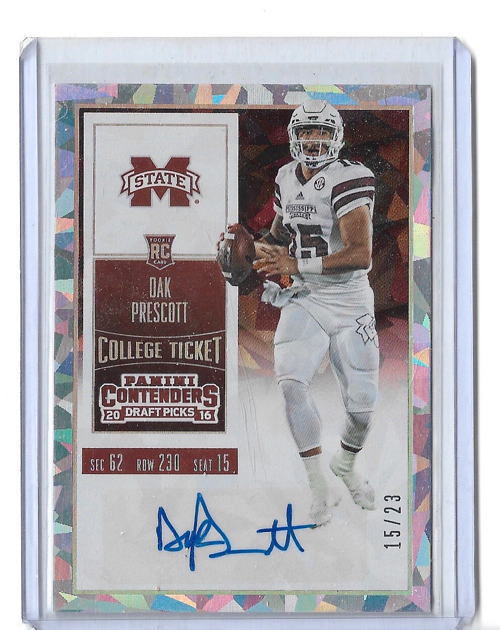 2016 CONTENDERS – DAK PRESCOTT – ROOKIE AUTO- CRACKED ICE 15/23.