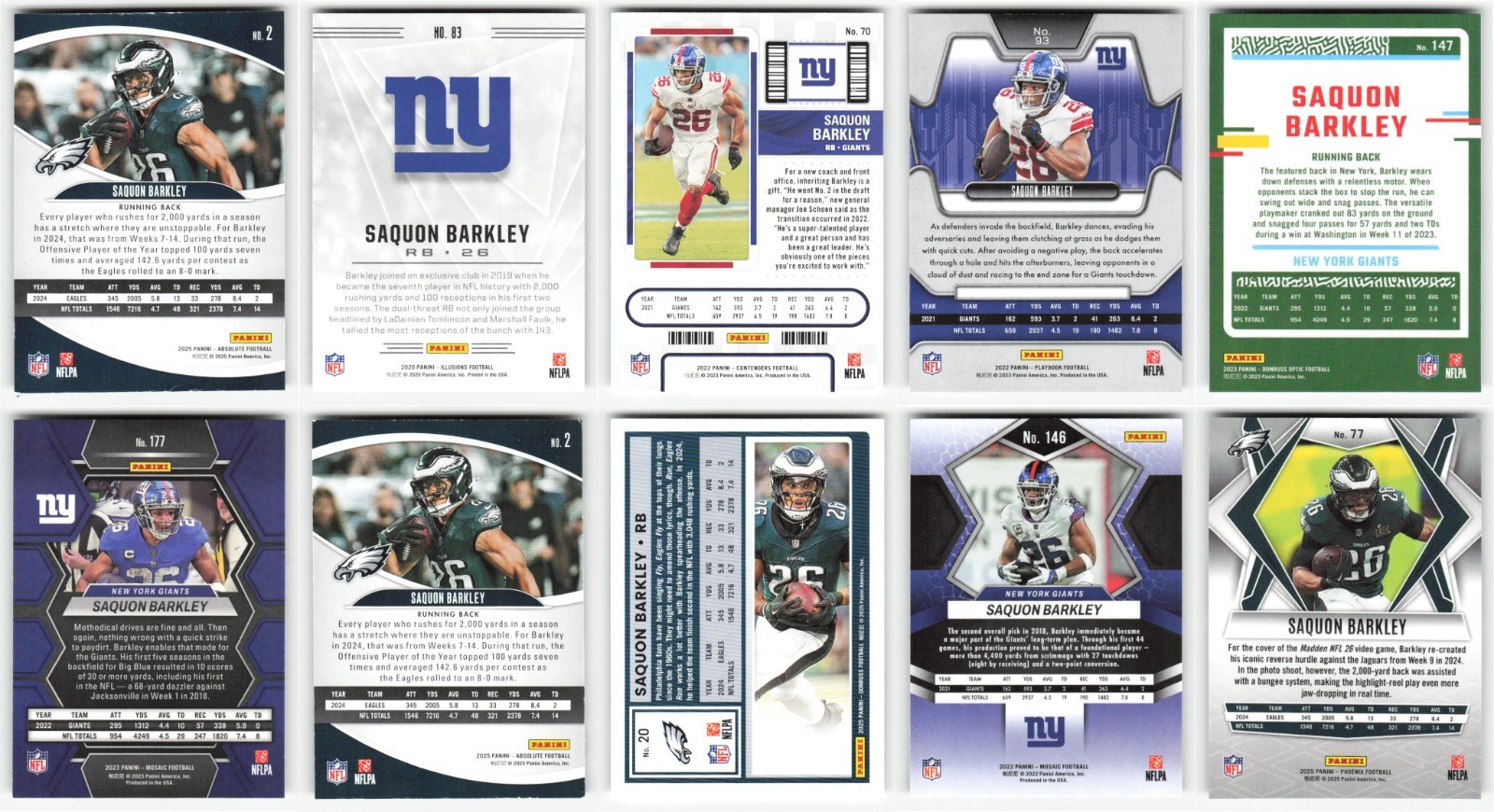 Saquon Barkley Lot of 50 NFL Football Cards Collection – Exact Cards Shown