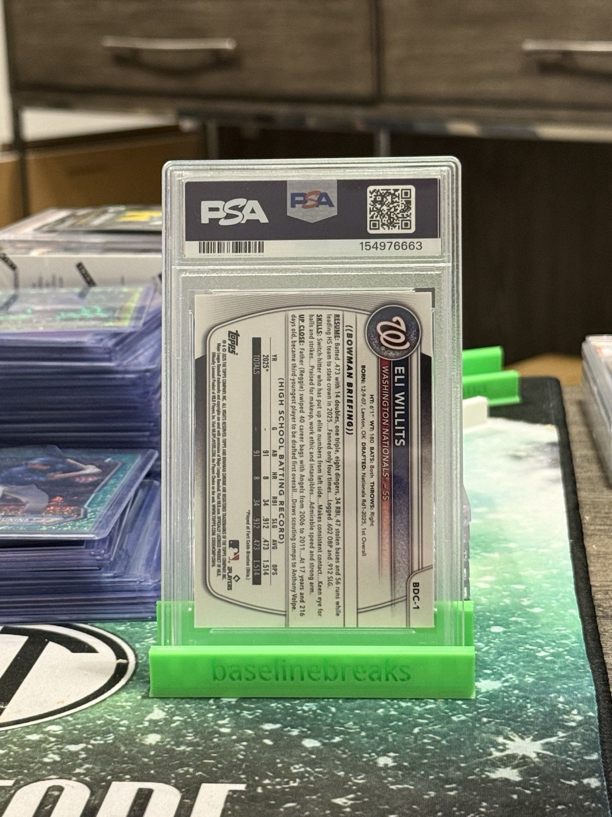 2025 Bowman Draft Mega Box Eli Willits Mojo Refractor PSA 10