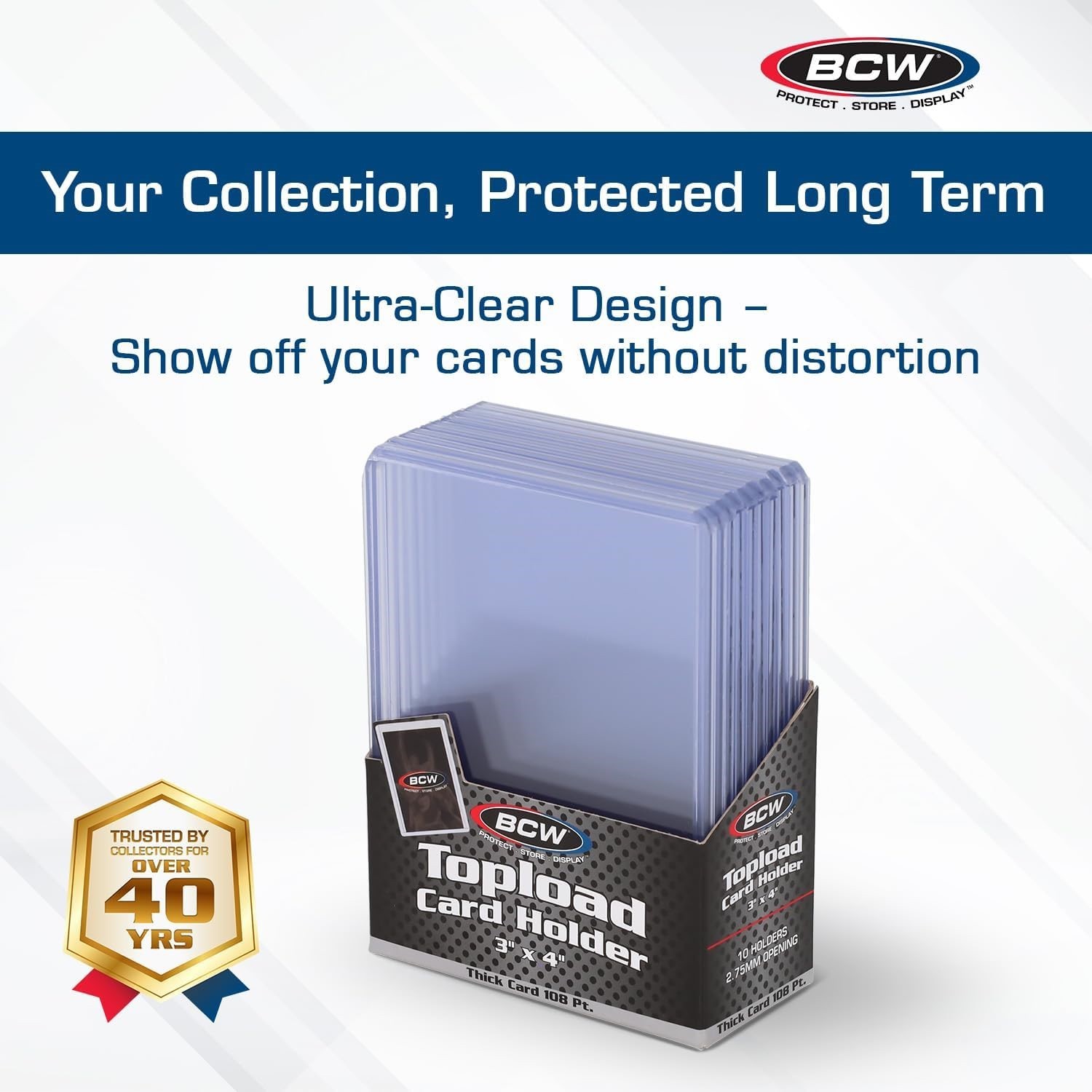10 BCW Thick Card Topload 108 Pt. Holders 3×4 Protector Rigid PVC Clear Storage