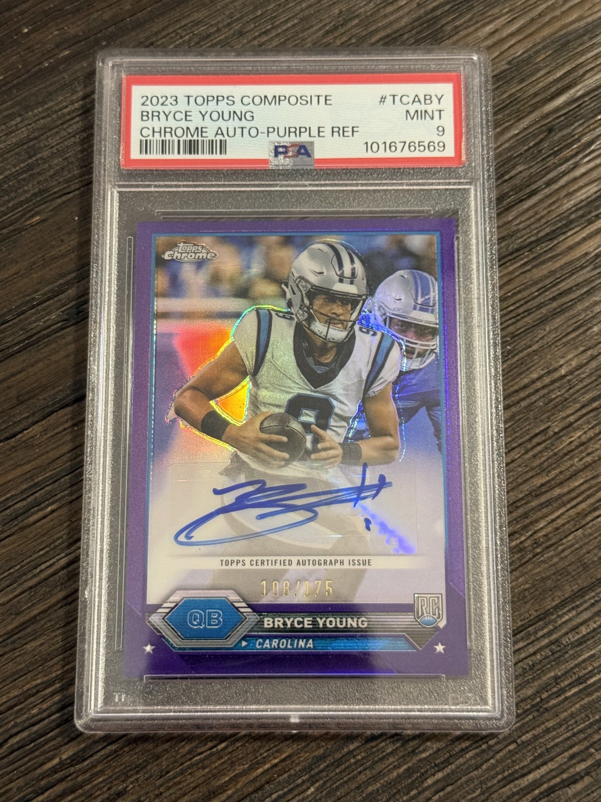 2023 Topps Composite – Topps Chrome Auto Bryce Young Purple Refractor /175 (RC)