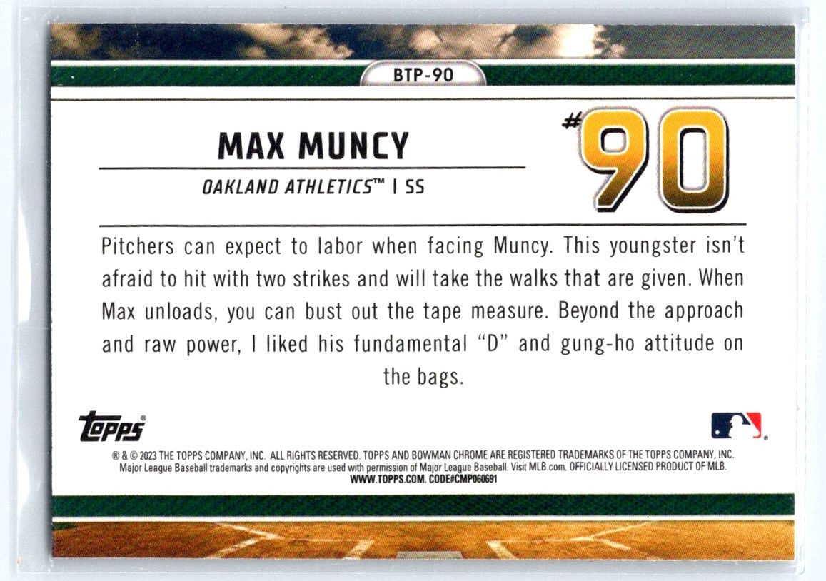 2023 Bowman Max Muncy Bowman Scouts Top 100 #BTP-90 Oakland Athletics