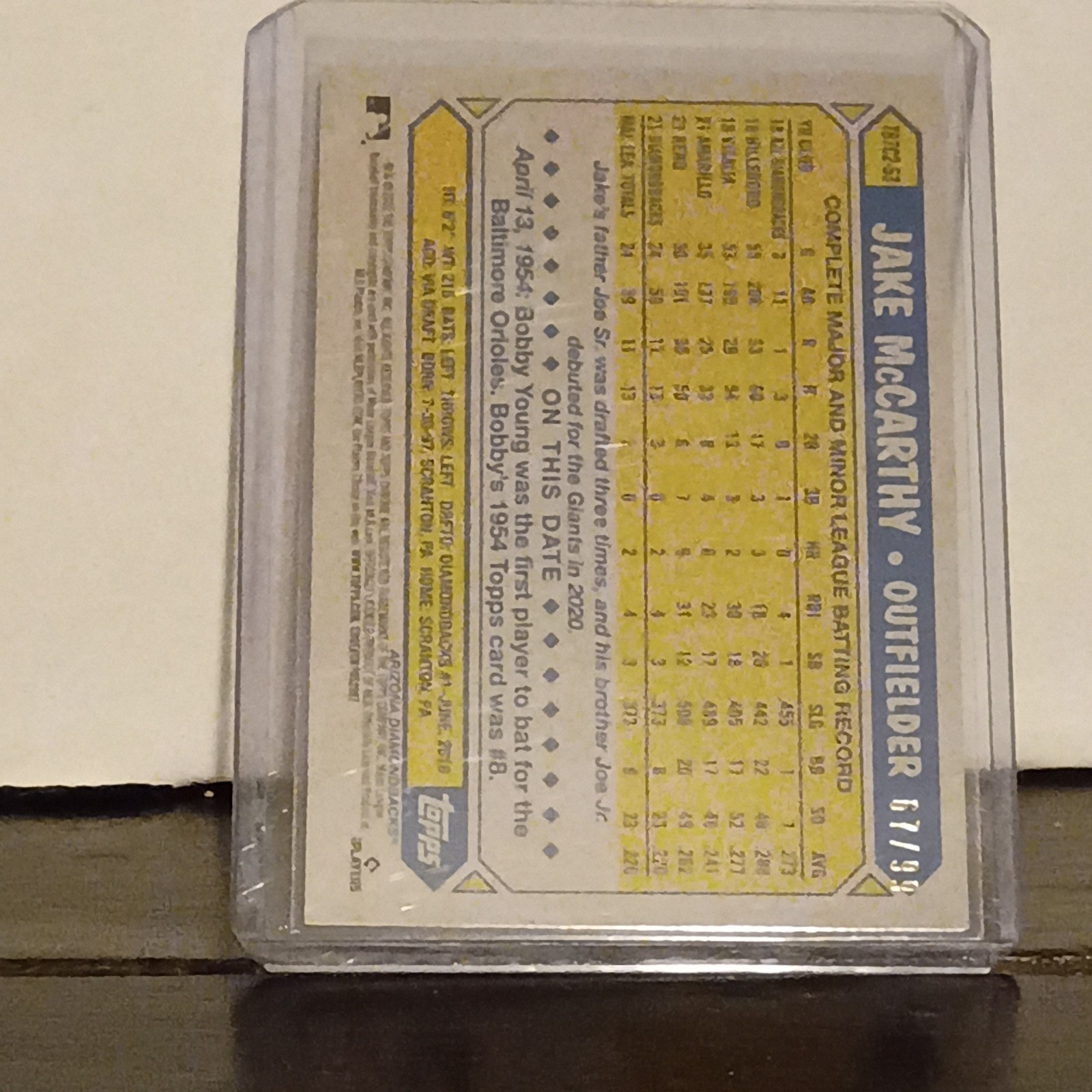 2022 Topps Series 2 – 1987 Topps Chrome Silver Pack Mojo Jake McCarthy /99 (RC)
