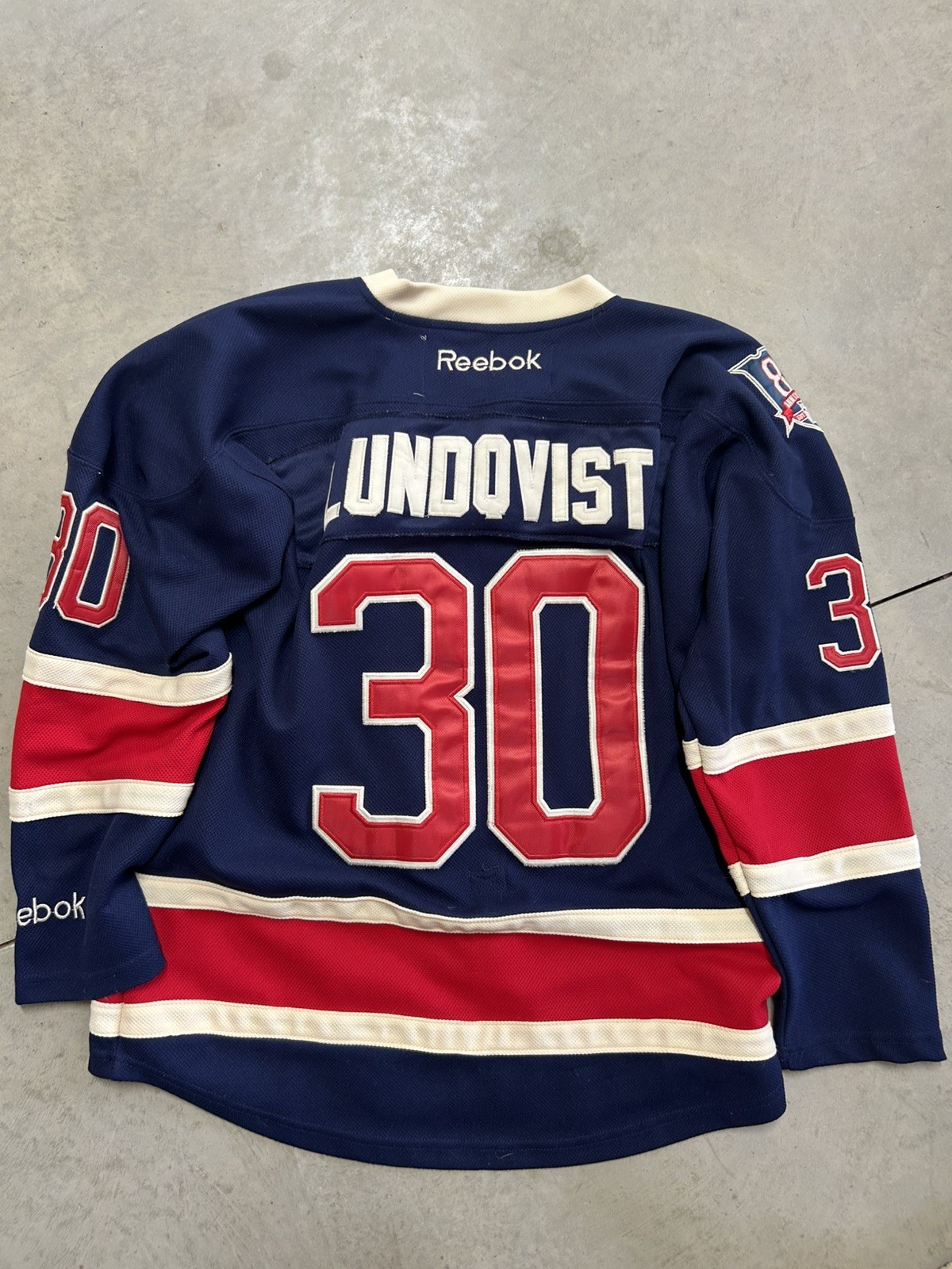 New York Rangers Lundqvist 85th Anniversary Jersey Reebok NHL Hockey Mens Sz 46