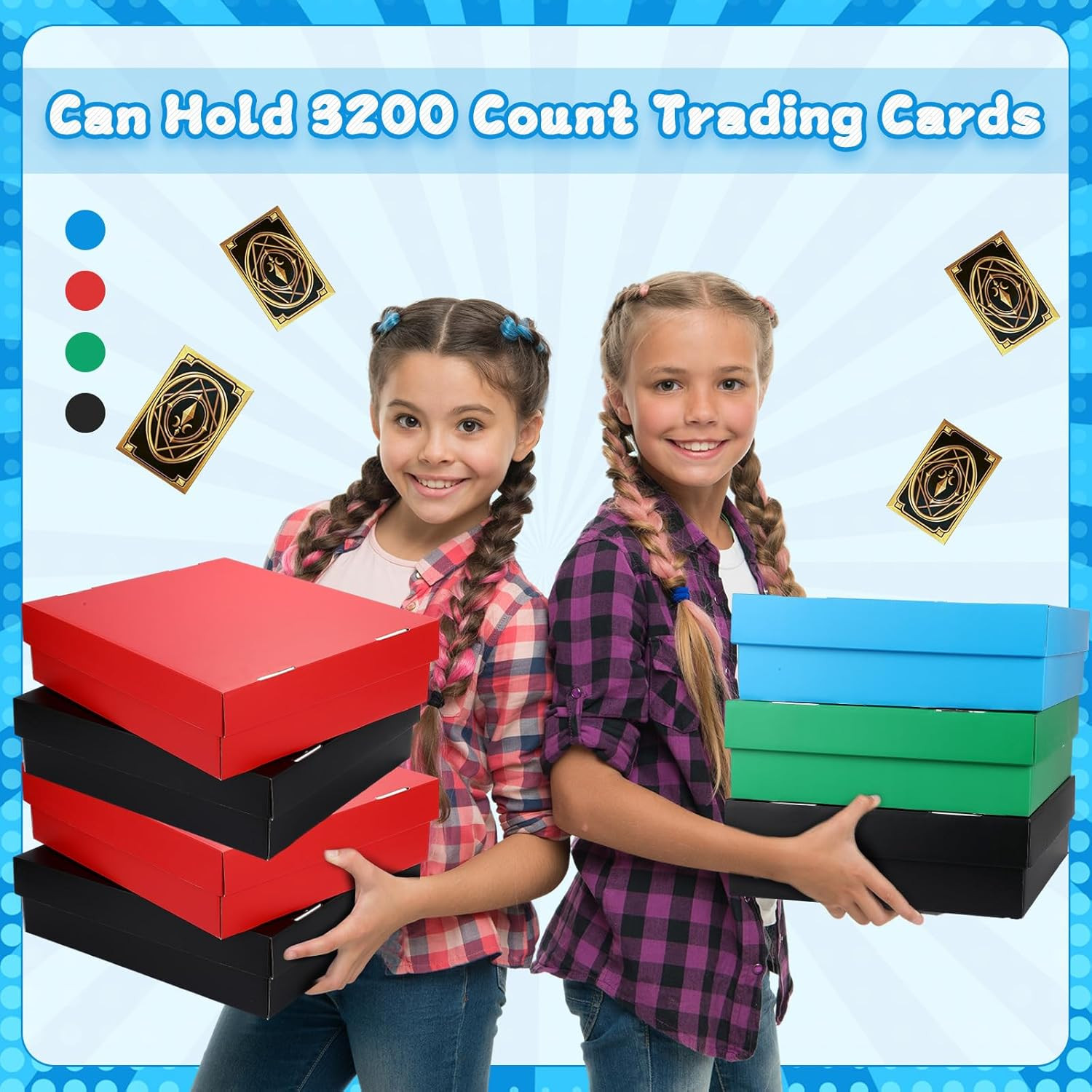 16 Pcs 3200 Count Trading Card Storage Box Moisture Sports Card Boxes Bulk for B