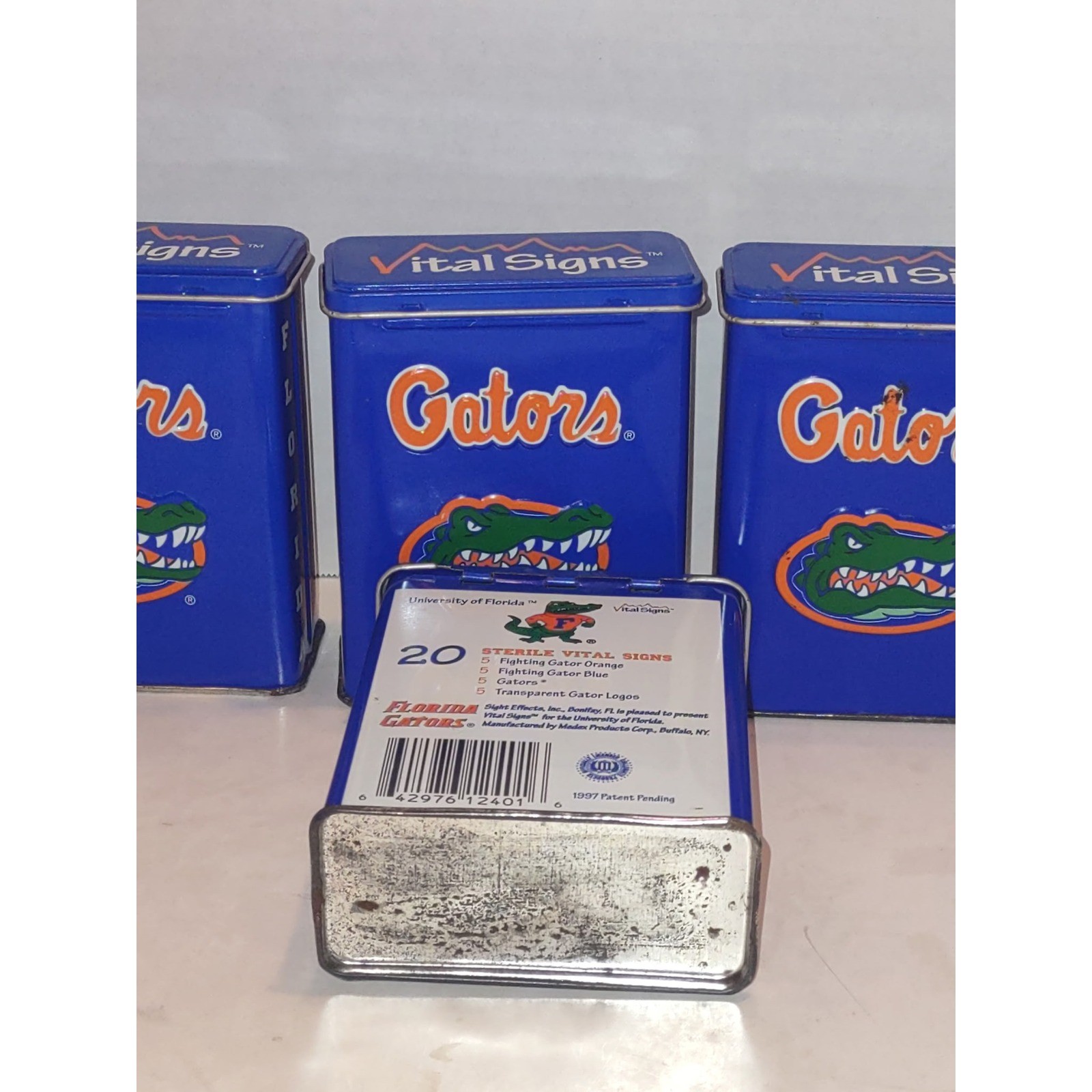 University of Florida Gators Band-Aid Tin Set Vital Signs 20 Sterile Made in USA