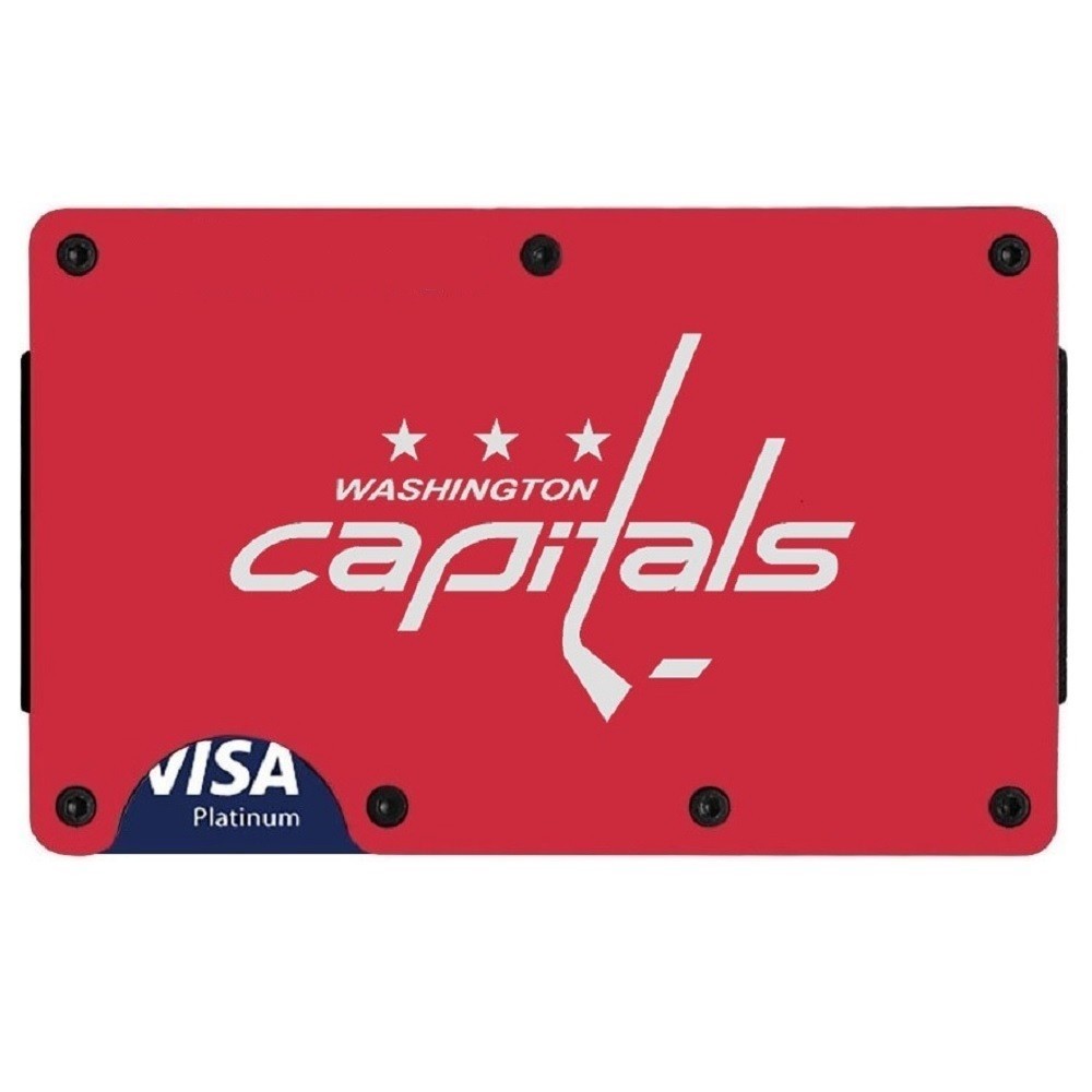 Washington Capitals Engraved Titanium Carbon Fiber Red RFID Blocking Wallet D7
