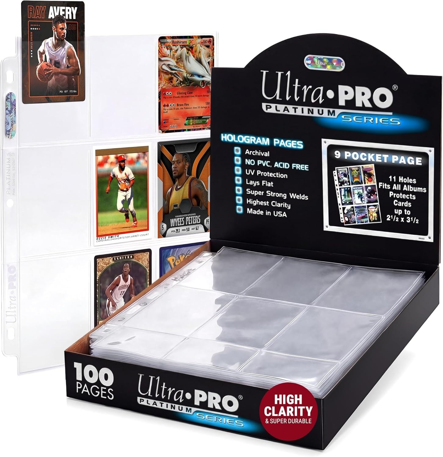 Trading Card Sleeves – 9 Pocket Card Sleeves for Binder – Platinum Series Pag…