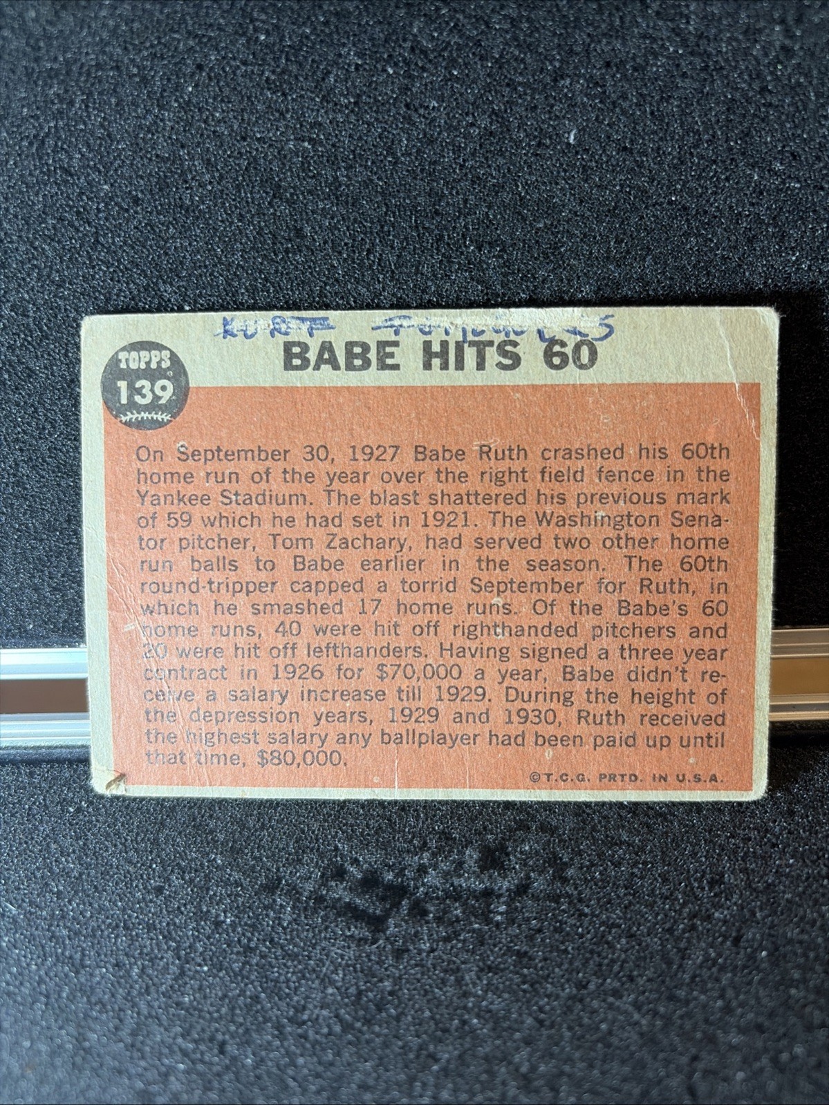 1962 Topps – Babe Ruth Special Babe Ruth #139 Grass and Dirt
