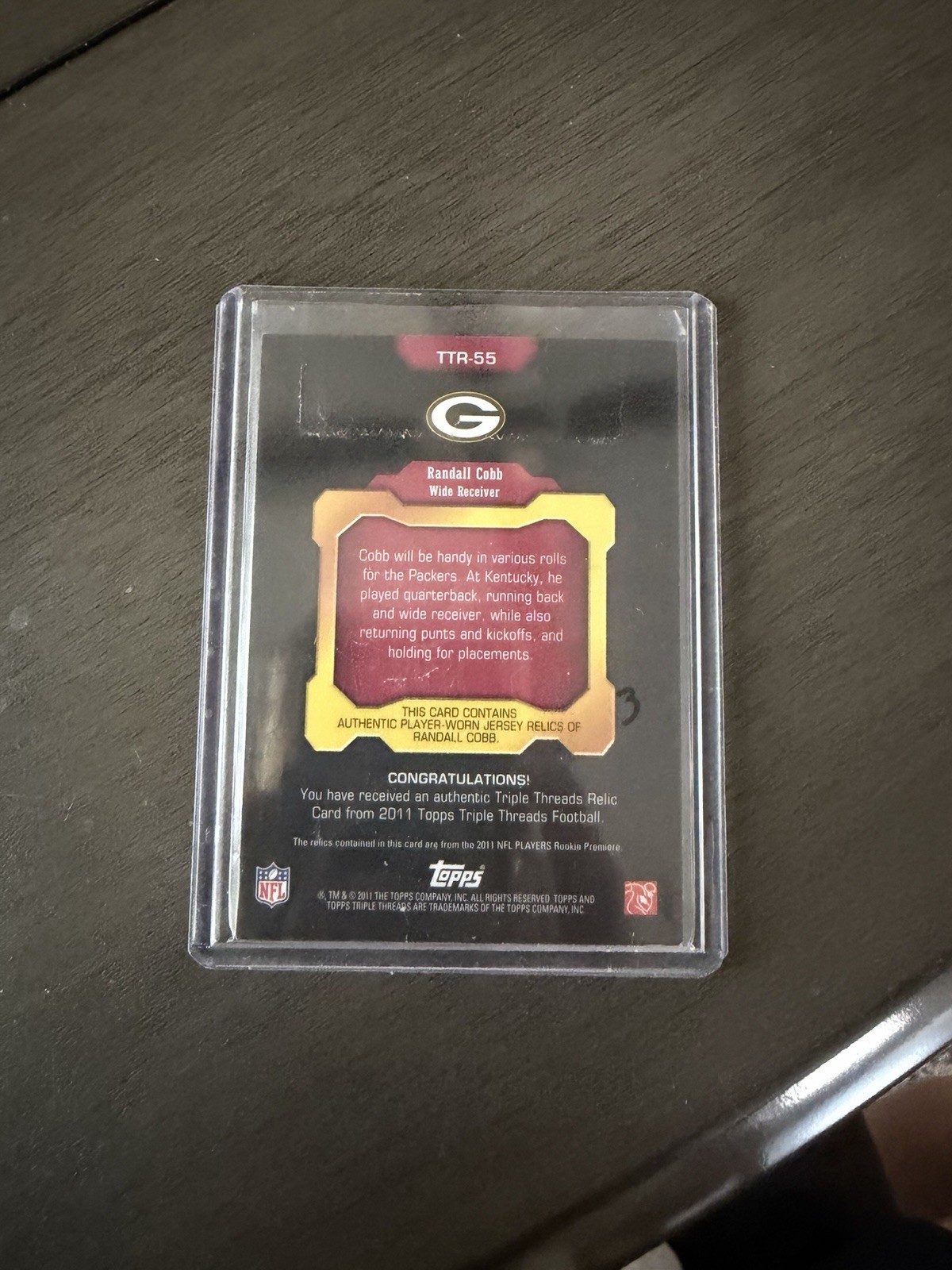 Topps 2011 Triple Threads Randall Cobb Packers Harmony 2/3 Rookie Patch